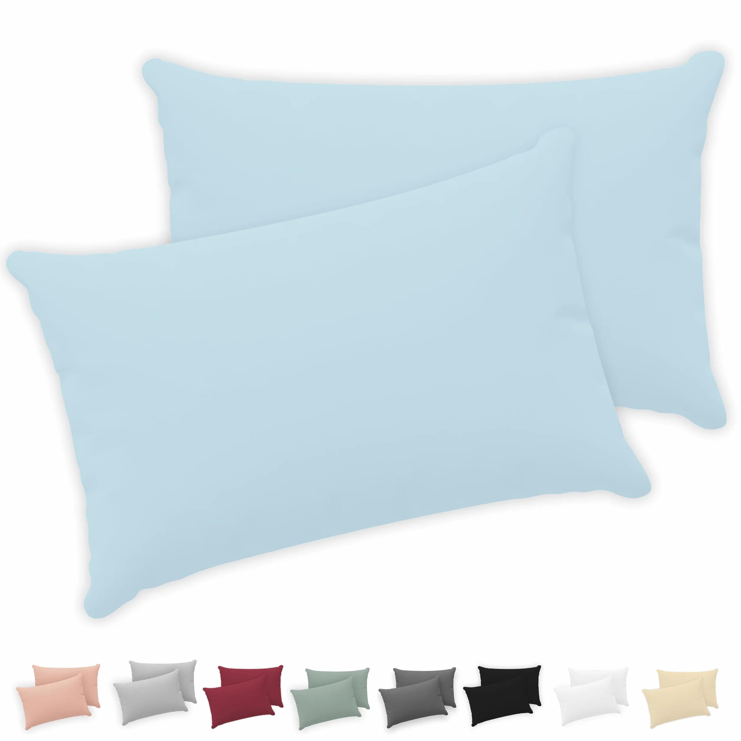 Poszewka na poduszkę Twinzen® 40x60 (zestaw 2 szt.) - 100% bawełna Jersey 150 GSM - Niebieski - Poszewka na poduszkę 40x60 - Poszewka na poduszkę z zamkiem błyskawicznym - Certyfikat Oeko-Tex