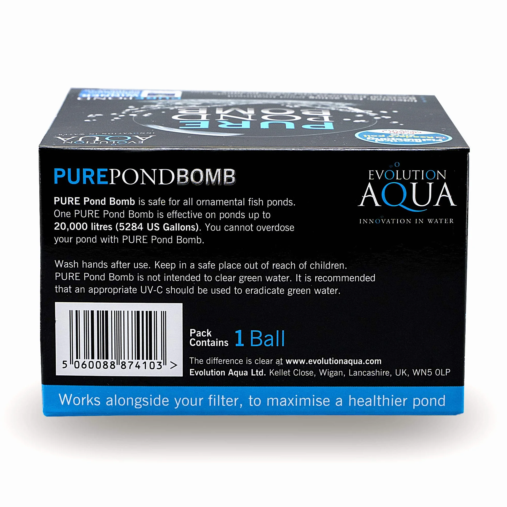 Evolution Aqua Pure Pond Bomb do stawów o pojemności do 20 000 litrów, bakterie filtrujące i enzymy jako biostarter do stawu, pielęgnacja stawu