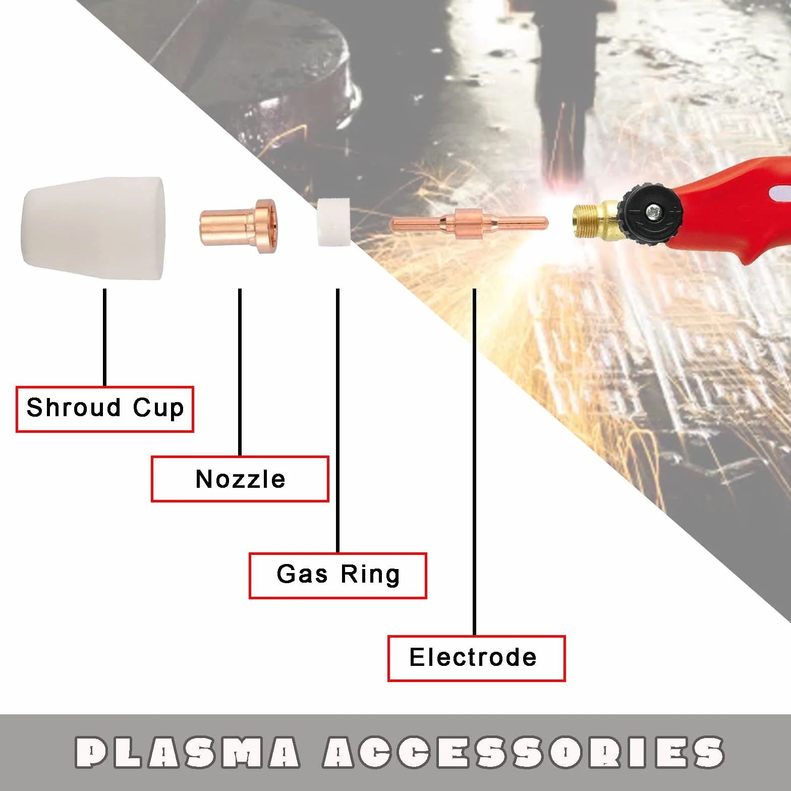 Dysze do cięcia plazmowego do cięcia parkside elektrody do cięcia powietrzem akcesoria części do cięcia plazmowego przedłużone końcówki materiały eksploatacyjne do CUT-30, 40, 50 LG-40, PT-31