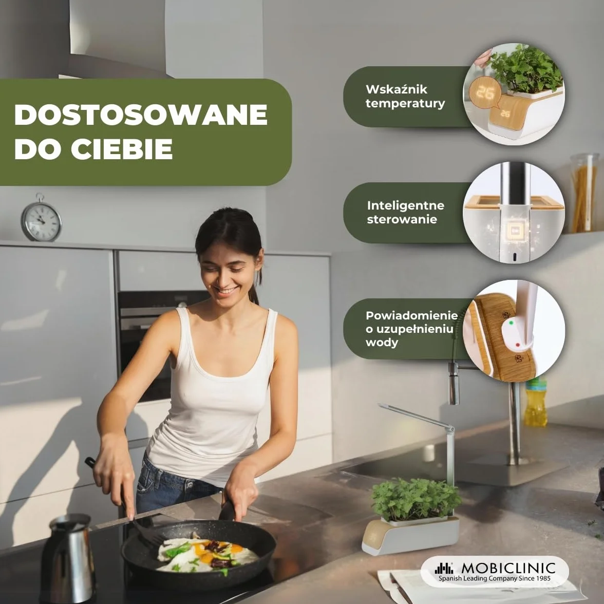 Mobiclinic®, Hydroponiczny system uprawy, Mini-grow, Światł do regulowana wysokość i kąt, Timer wody przypomnienie, Zestaw kiełkowania roślin, Automatyczna dioda led, 4, 5 w
