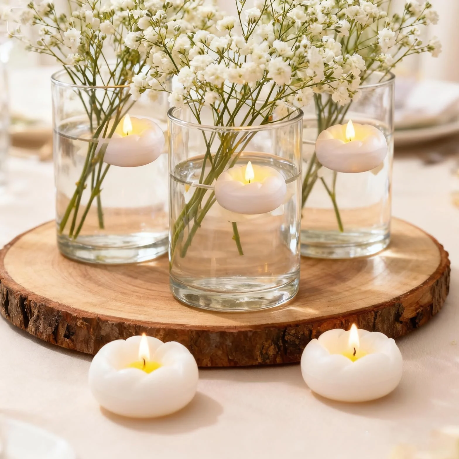 HENGBIRD 6 Sztuk Pływających Świec LED Typu Tealight, 5,5 cm, Wodoszczelne, Zasilane Bateriami, Bezpłomieniowe, w Kształcie Kwiatu do Romantycznego Centrum Weselnego, Łazienki, Basenu