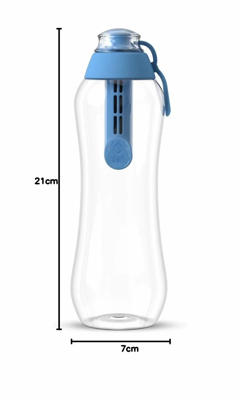 DAFI Butelka filtrująca Soft 500 ml Niebieska z filtrem węglowym Bez BPA