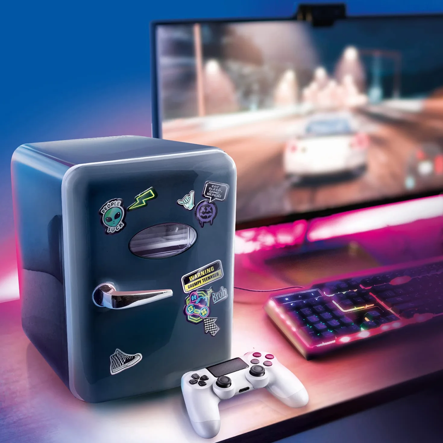 Canal Toys - Mini Lodówka Gamer Ładowarka USB, pojemność 4L - Czarny - INF 038