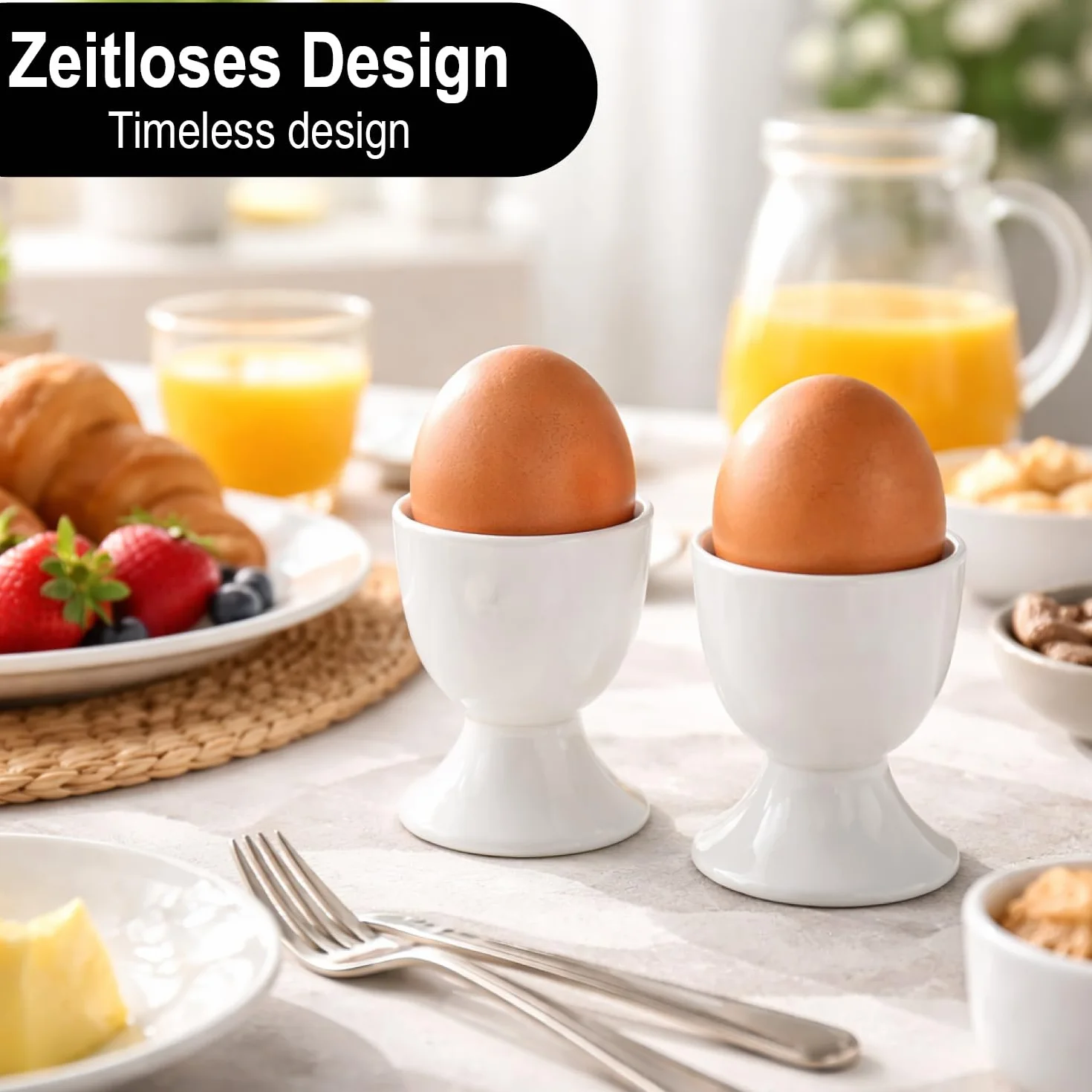 com-four® 6x Podstawki na Jajka z Ceramiki, biale uchwyty do stolu lub kuchni, do zmywarki i mikrofalówki, klasyczny zestaw (6 sztuk - Klasyczne)
