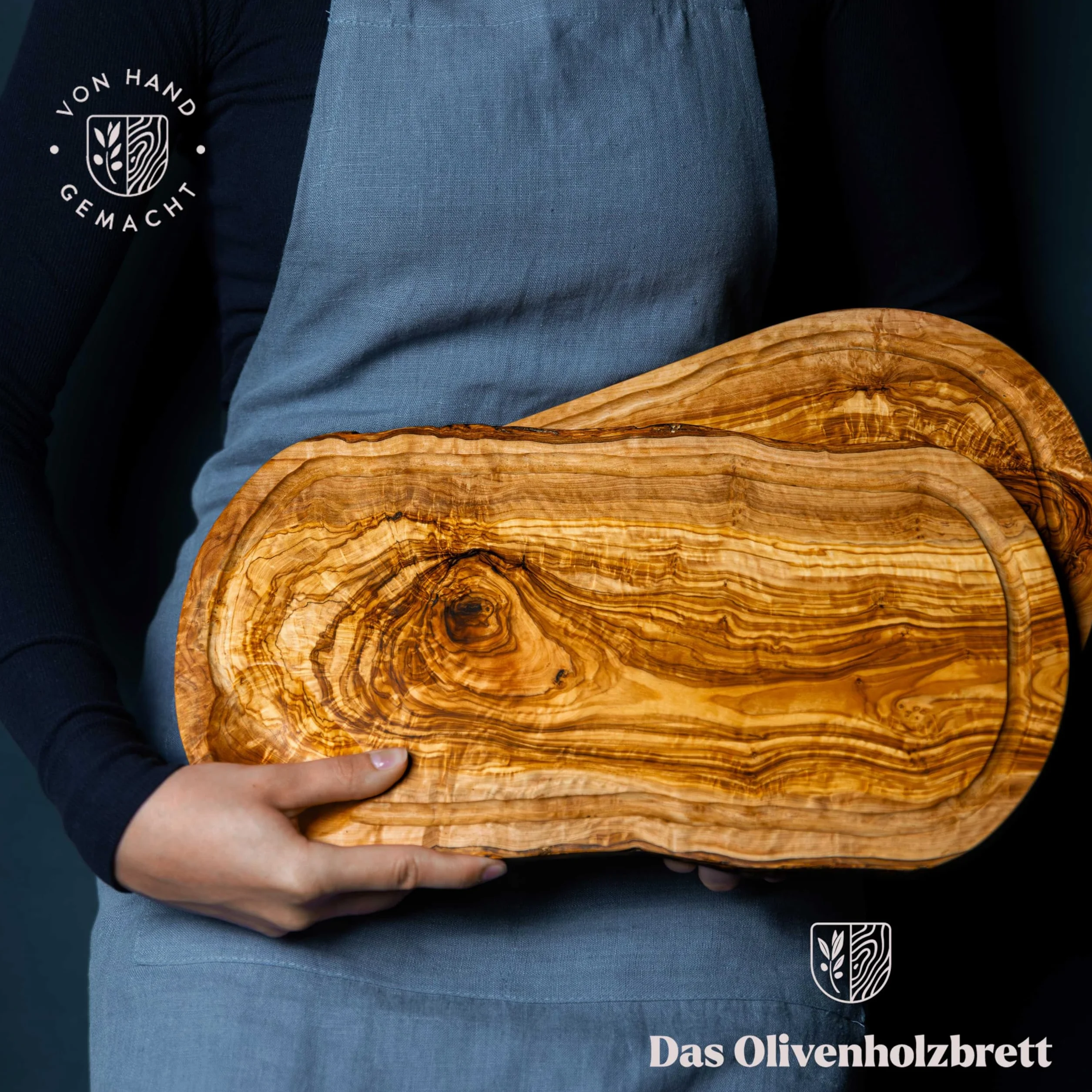 DAS OLIVENHOLZBRETT ® Łyżka z drewna oliwkowego 20 cm / standardowa łyżka z drewna/drewno oliwne Loeffel