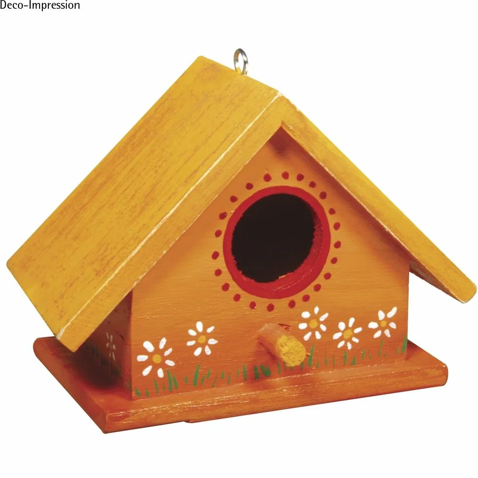 Rayher Hobby 62291000 dekoracyjny domek dla ptaków ze zdejmowanym dachem, skrzynka lęgowa z naturalnego drewna, 12,5 x 10 x 17 cm