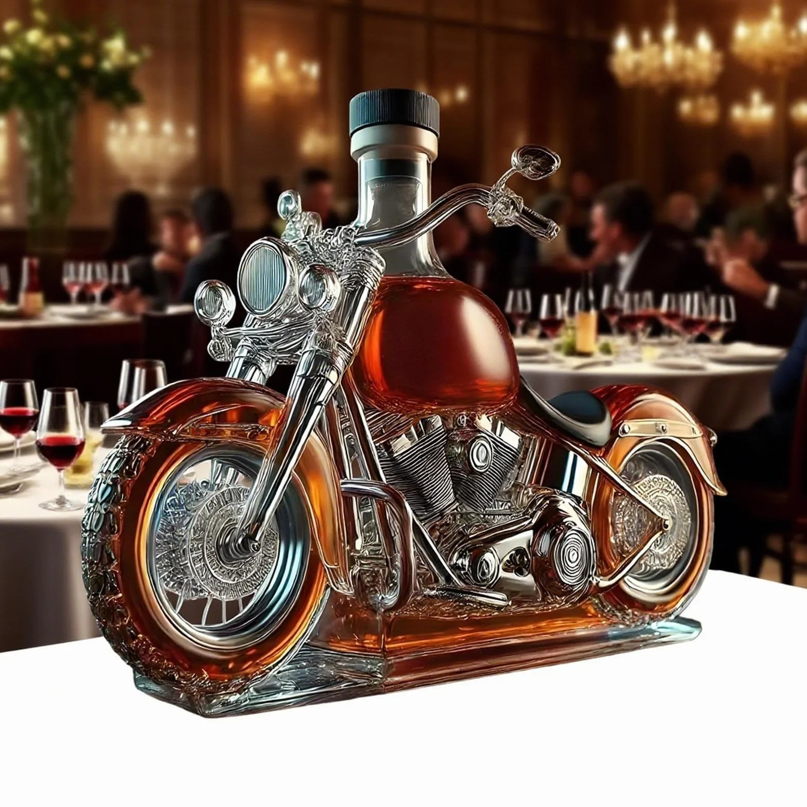 Karafka do wina szklany napowietrzacz alkoholu motocykl vintage butelka na napoje
