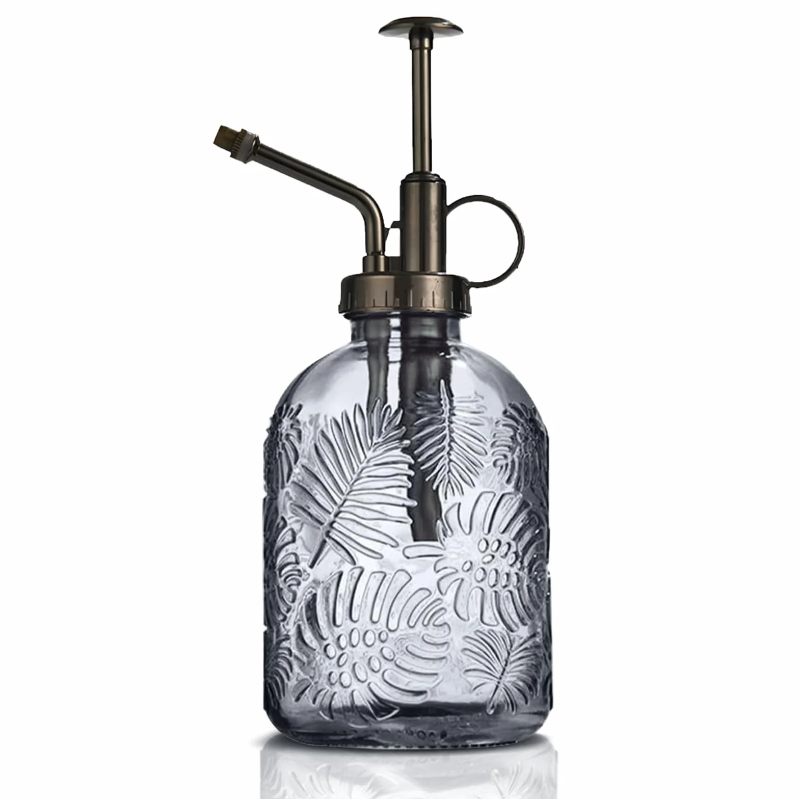 Szklany spryskiwacz do roślin, 360 ml, retro, z górną pompką konewki, jedną ręką spryskiwacz mgiełkowy do ogrodnictwa, ogrodu, czyszczenia, alkoholu - szary