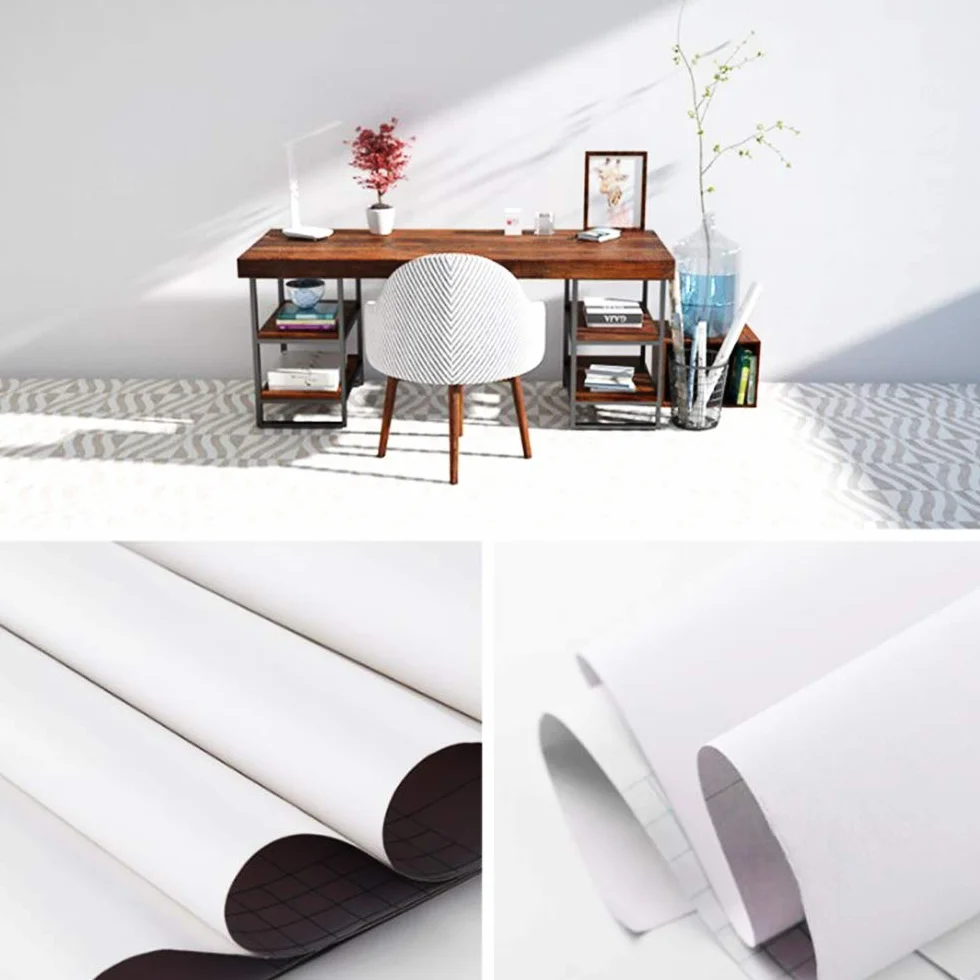 Decoroom Papier samoprzylepny do mebli biały 40 × 300 cm tapeta samoprzylepna matowa wodoodporna folia winylowa dekoracyjna kuchnia salon sypialnia sypialnia