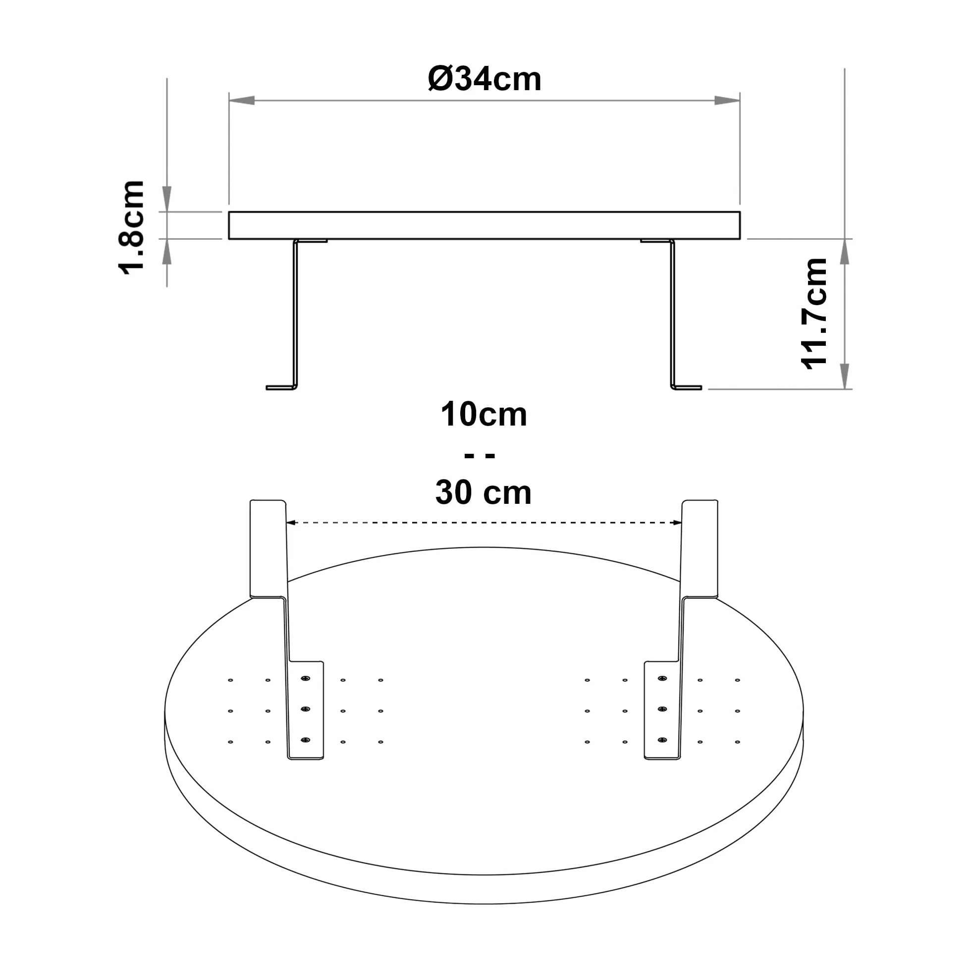 [en.casa] Taca na sofę Kuleskyd regulowana taca z podłokietnikami okrągła Ø 34 cm, półka na kanapę, stolik na kanapę, półka, kremowa