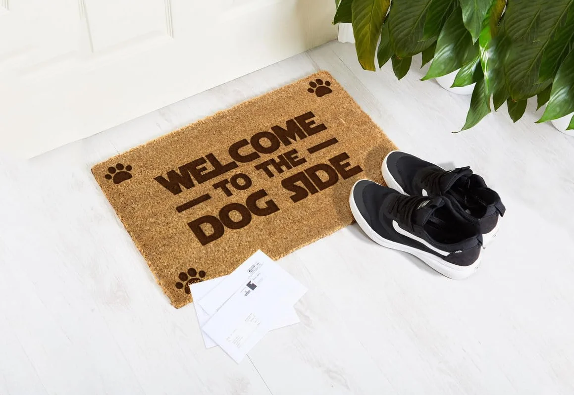 Happenings Wycieraczka z włókna kokosowego – Zabawna wycieraczka z napisem „Welcome To The Dog Side“ – Jako prezent – Wycieraczka do domu (40x60 cm)