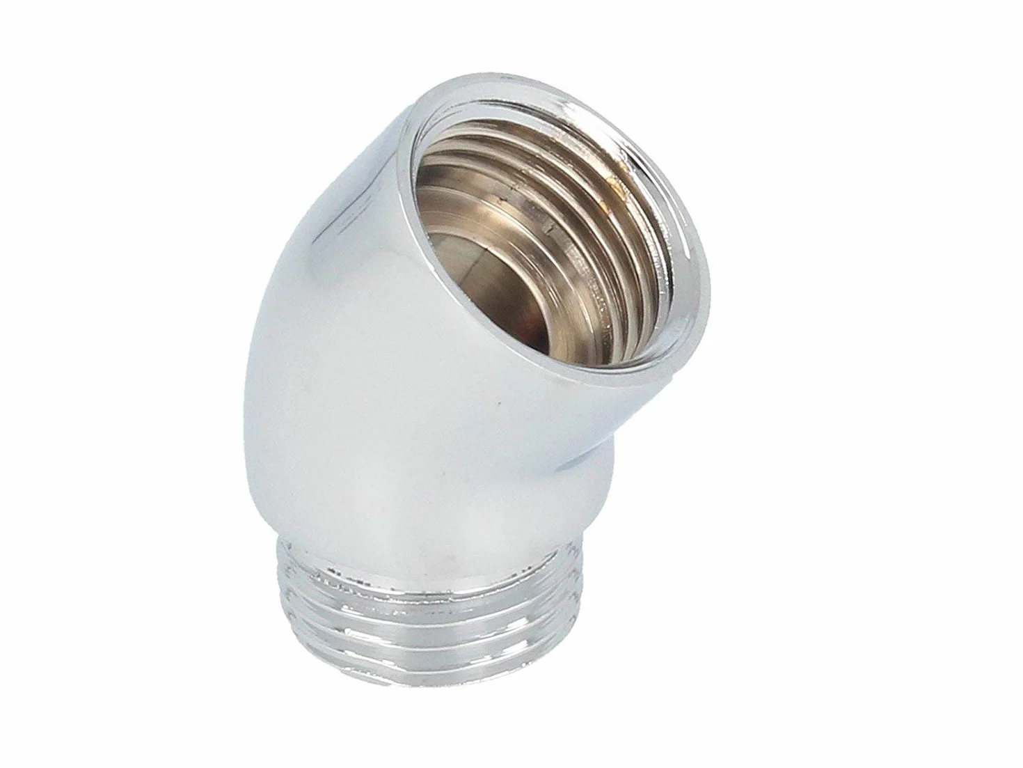SANTRAS® Kolanko Premium (wersja ciężka) 1/2 cala do podłączenia węża prysznicowego i główki prysznicowej pod kątem 50 stopni - uchwyt główki prysznicowej z polerowanego mosiądzu, chromowany na wysoki połysk