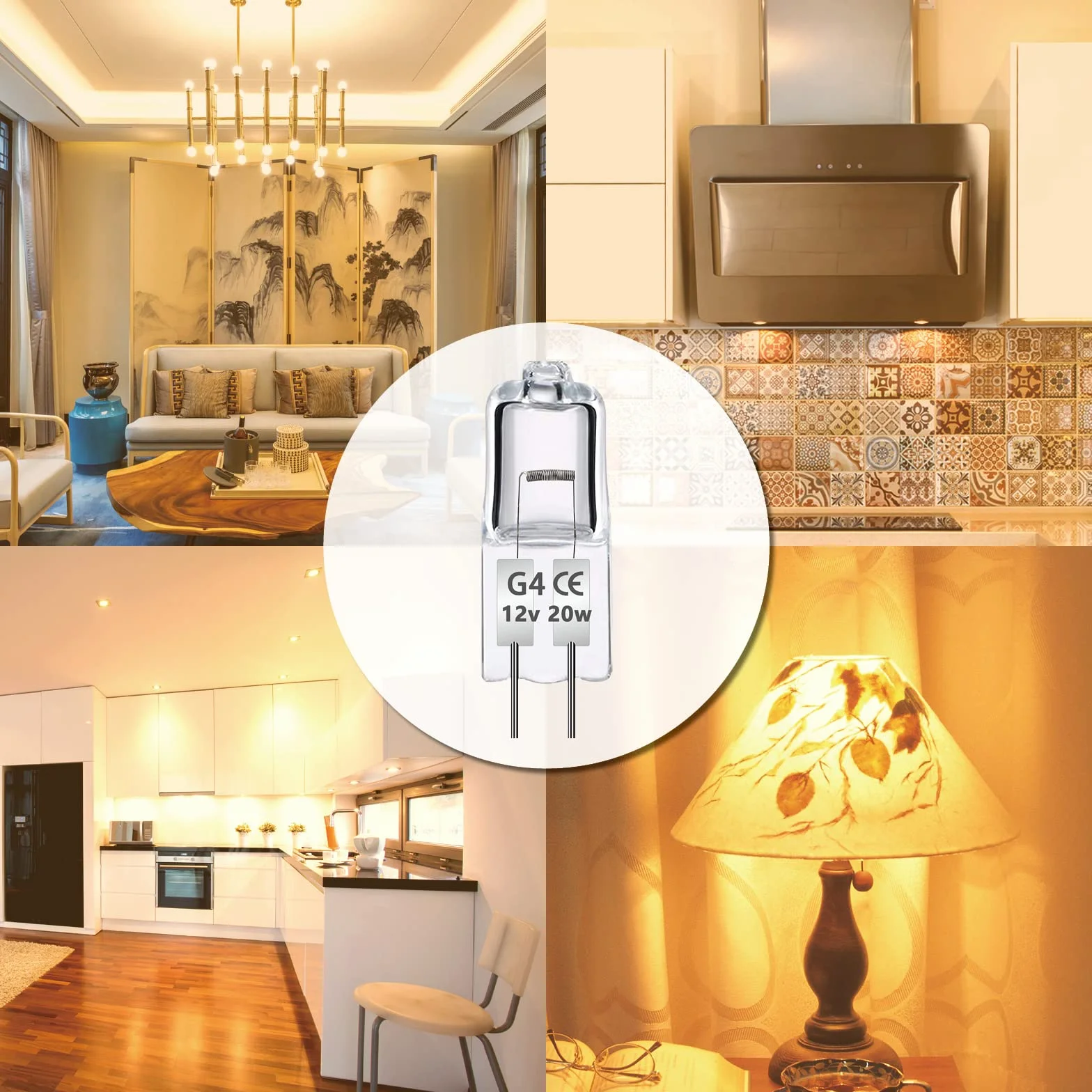 Opakowanie 12 żarówek halogenowych G4 20 W 12 V ściemnialne, 2700K ciepła biel, 280 lm, G4 Pinowa lampa bazowa, żarówki halogenowe do lamp szafkowych, okapy wyciągowe, żyrandol