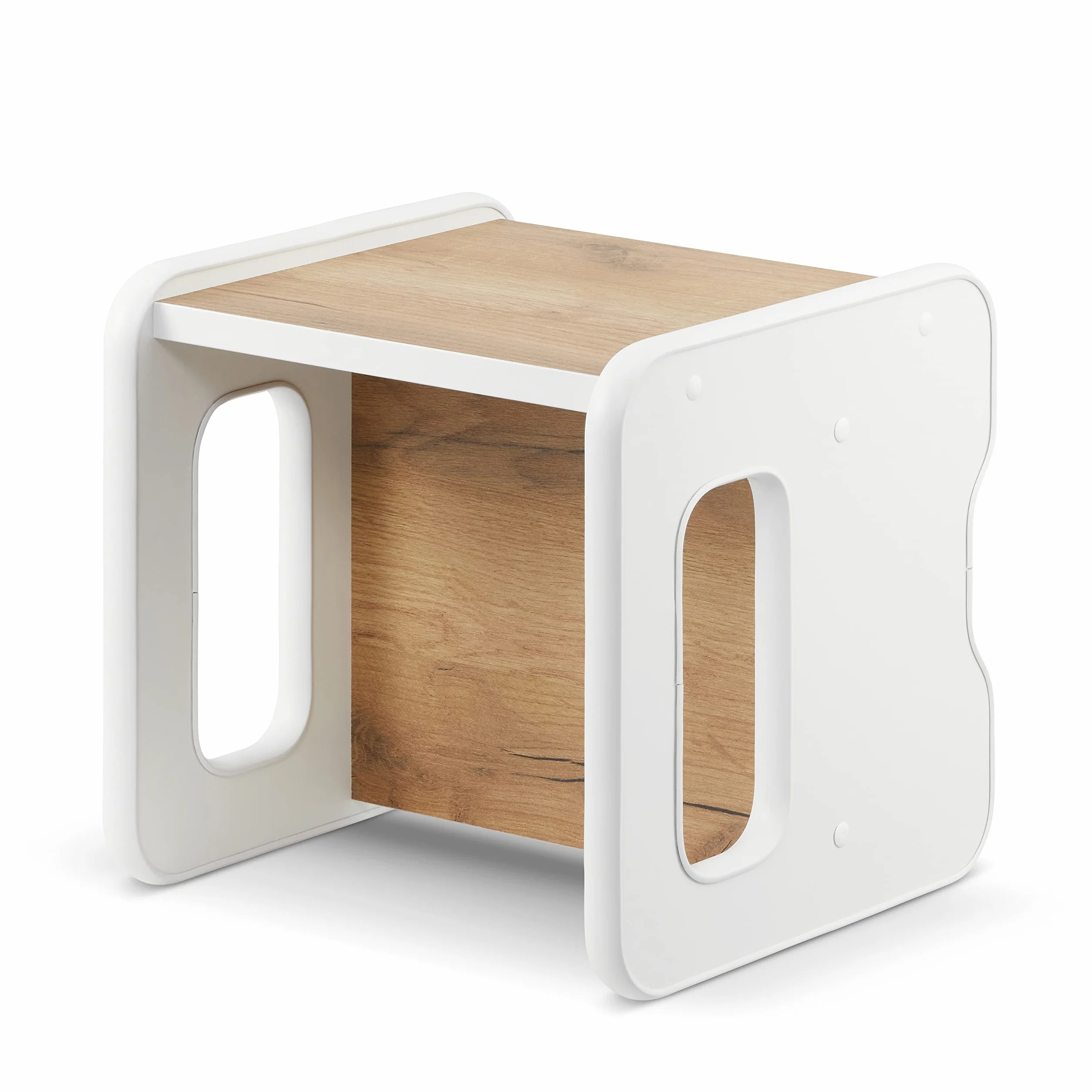 defiPad Taboret do siedzenia dla dzieci | stylowy taboret dwustronny | fotel dziecięcy od 1 roku życia | krzesło dziecięce z drewna | krzesło można przekształcić w stół | pokój dziecięcy Montessori |