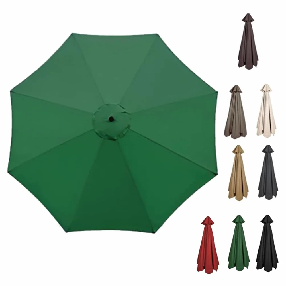 Canvas Patio Umbrella Replacement 8 Ribs Canopy, Waterproof Anti-Ultraviolet Fabric For Banana Middle Column In Garden, Or Sand，Canopy Only(Dark green,3.5m/8 ribs)