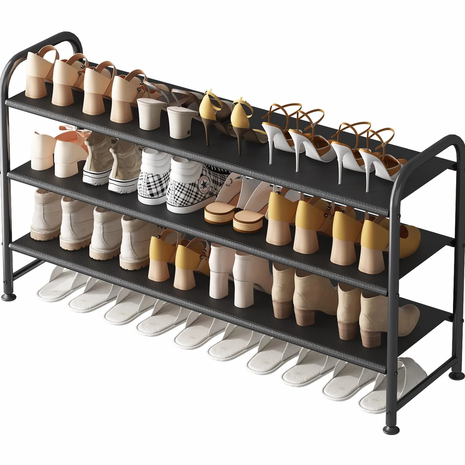 Stojak na buty 3-poziomowy, Półka na buty Metalowa, Organizer do 12-18 par butów, Korytarza, Szafie, Sypialni, Łatwa Instalacja, Czarny, 29 x 108 x 62 cm