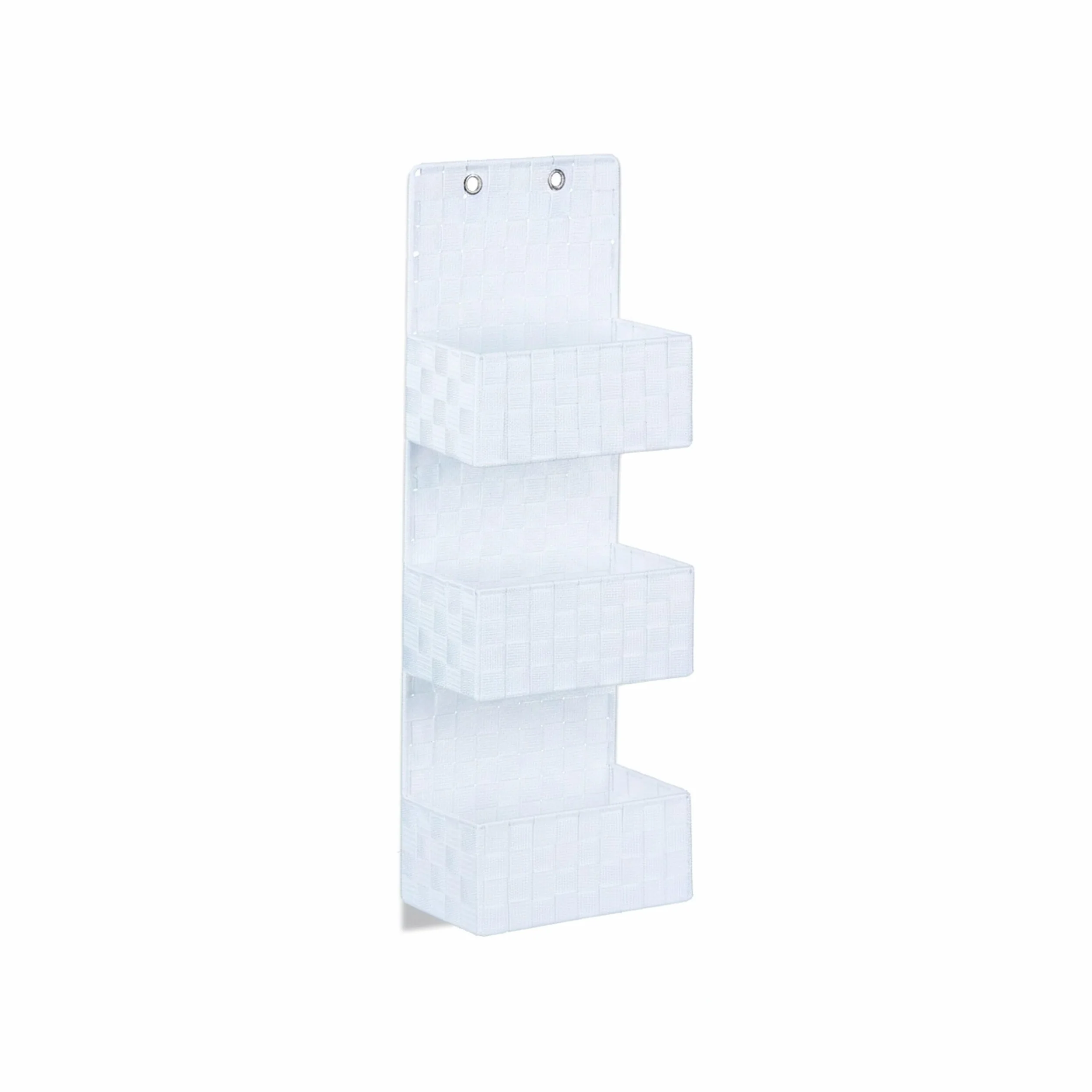 Relaxdays Wiszący organizer tkaninowy, organizer na drzwi z 3 koszami, 75 x 25 x 15 cm, biały