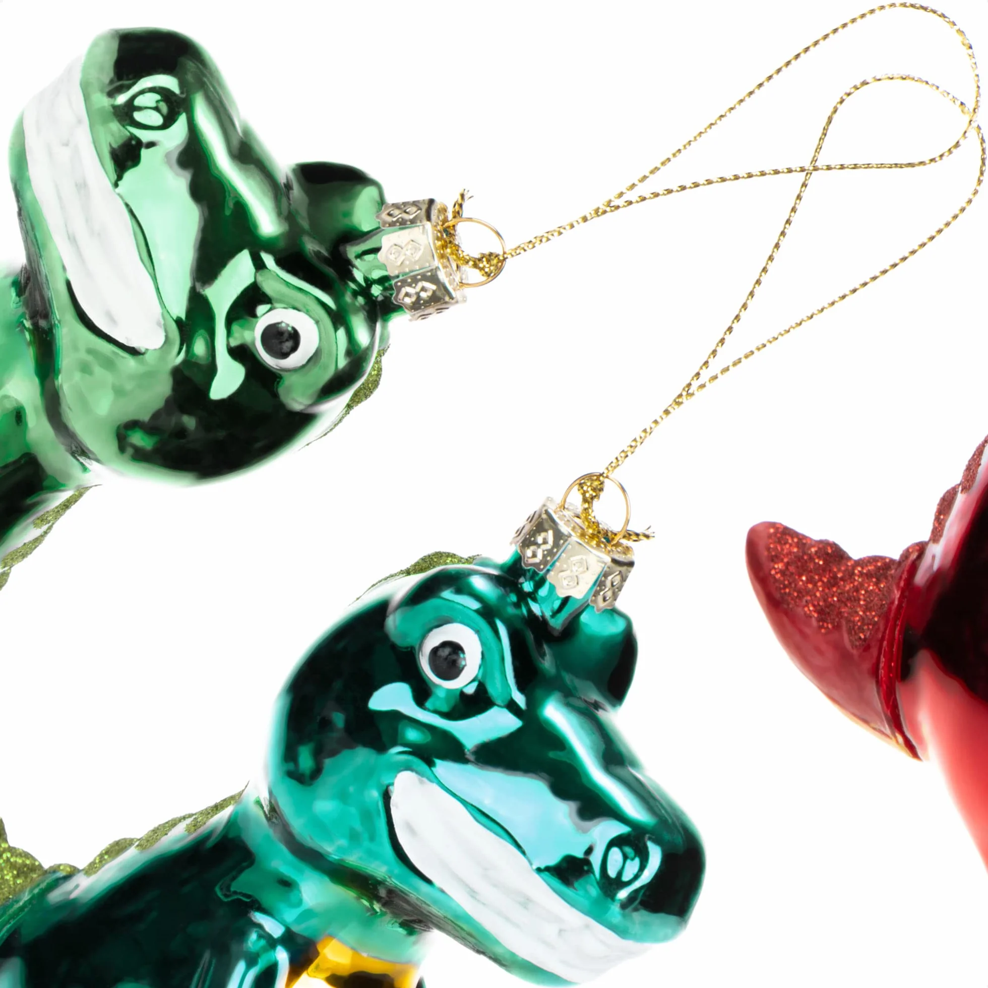 COM-FOUR® 3x ozdoby choinkowe premium - dekoracyjne szklane dinozaury - bombki choinkowe jako ozdoby swiateczne - zawieszki na choinki - wysokiej jakosci bombki choinkowe (Dino - 3 sztuki)