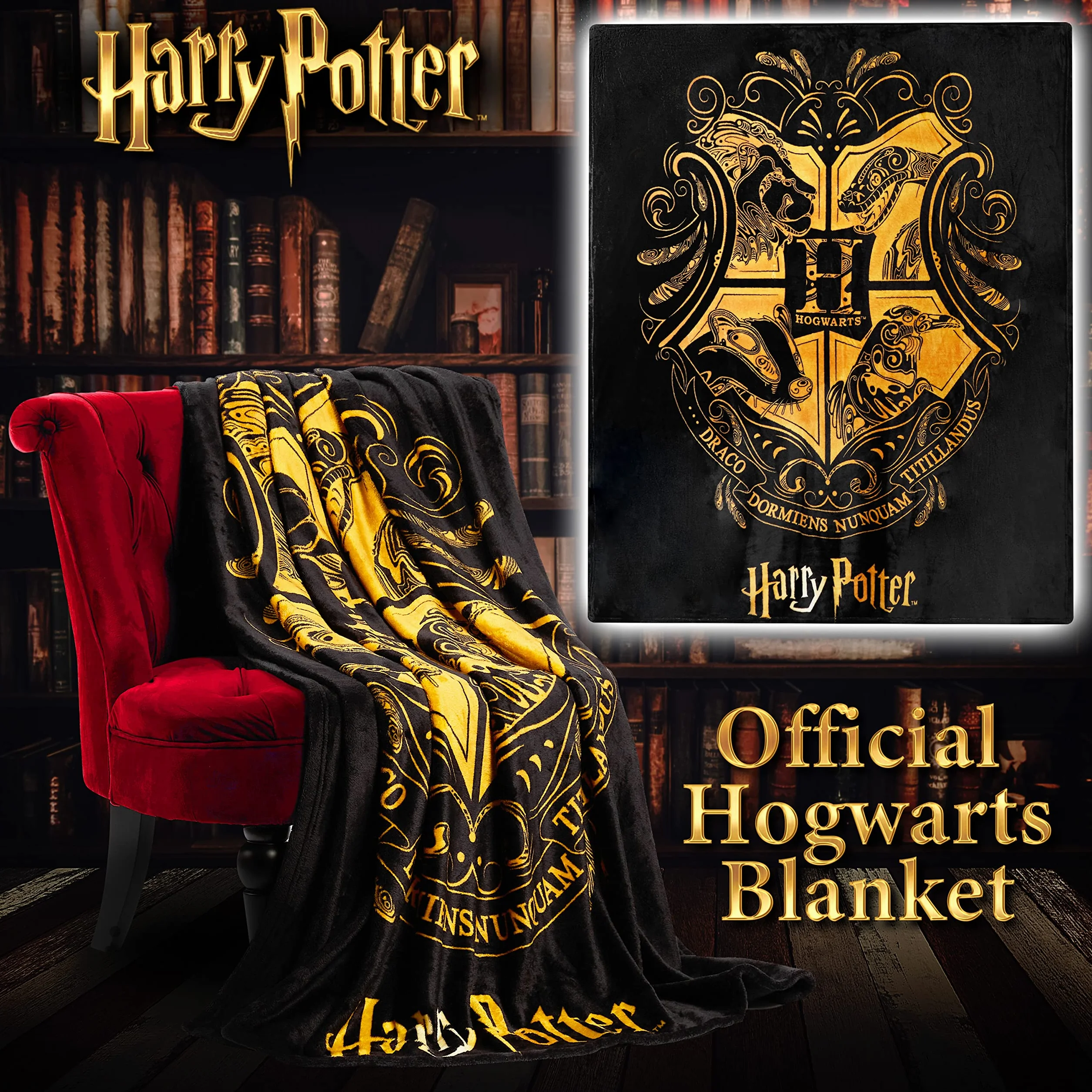 Harry Potter Prezenty Koc polarowy na łóżko Super miękki, przytulny koc do łóżka Hogwarts Wystrój sypialni pluszowa narzutka 150 x 130 cm na sypialnię, podróże, noclegi