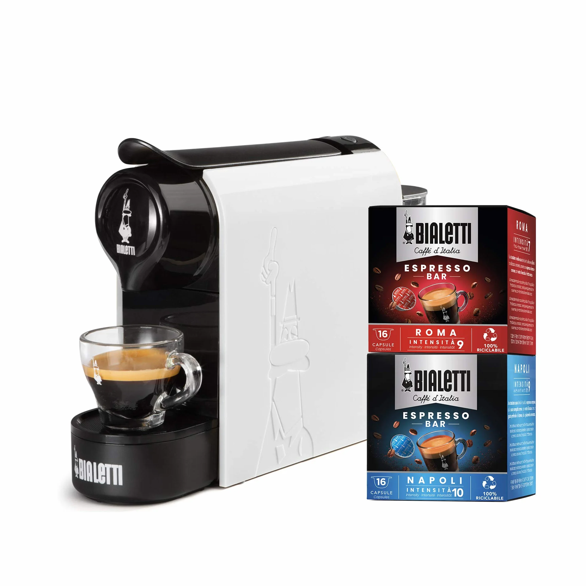 Bialetti Gioia, ekspres do kawy z 32 kapsułkami, działa wyłącznie z kapsułkami, biały