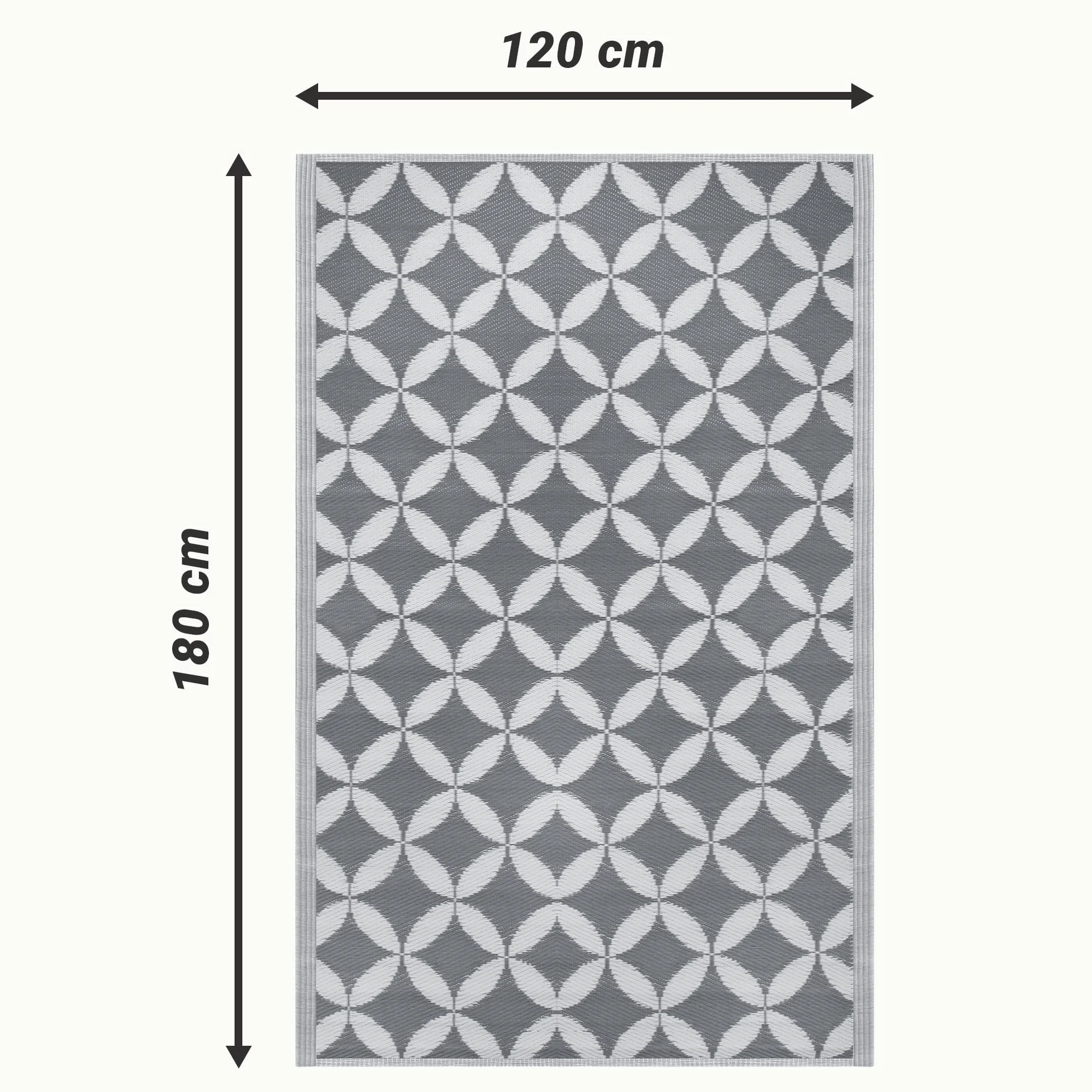 JEMIDI Dywan zewnętrzny 120 x 180 cm – dywan na taras, balkon, do ogrodu, na balkon, do ogrodu, kolor jasnoszary