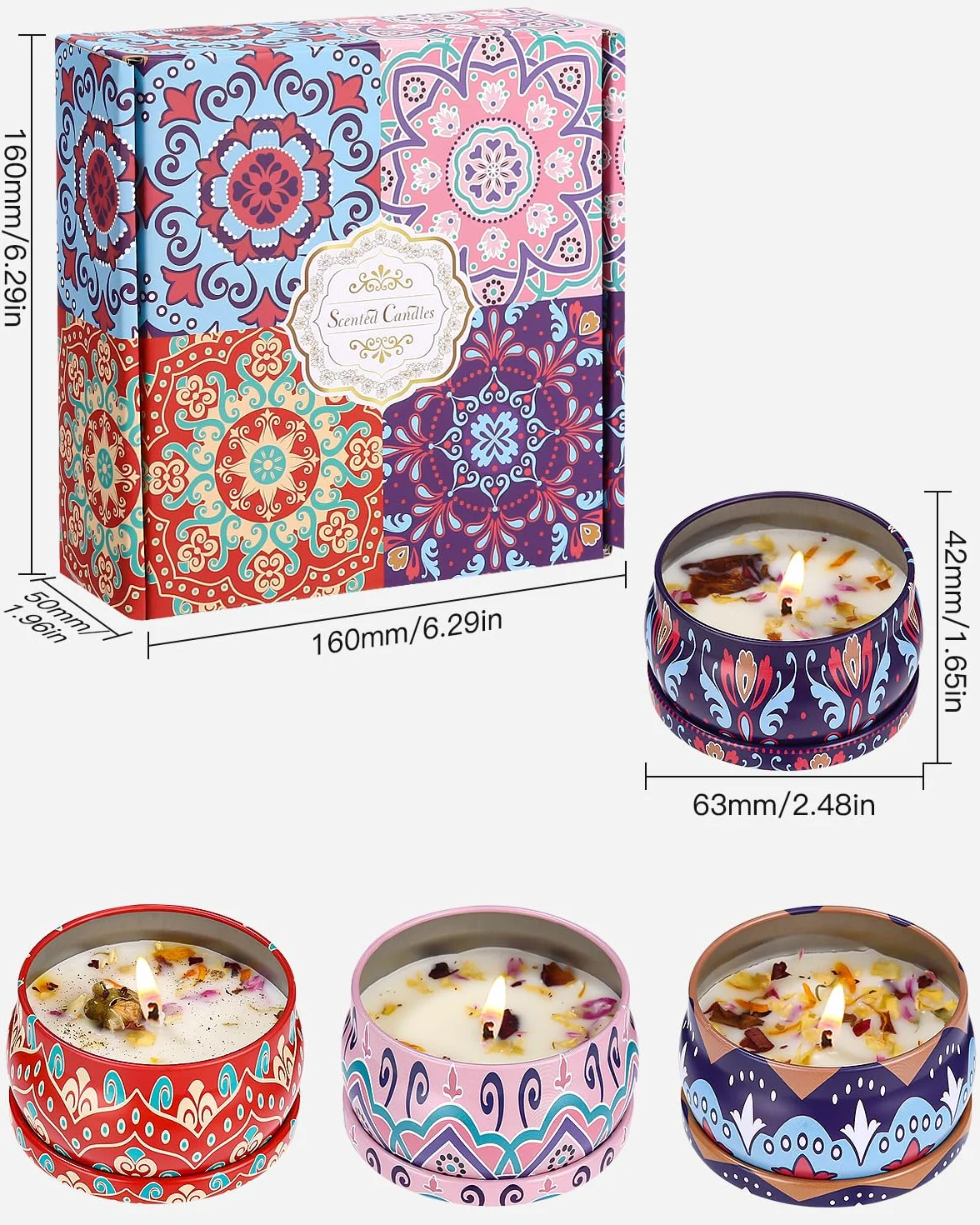 Zestaw świec, świece zapachowe, zestaw prezentowy, 4 sztuki naturalnego wosku sojowego, świece do aromaterapii, dekoracyjne świece, zestaw upominkowy do jogi, aromaterapii, na Boże