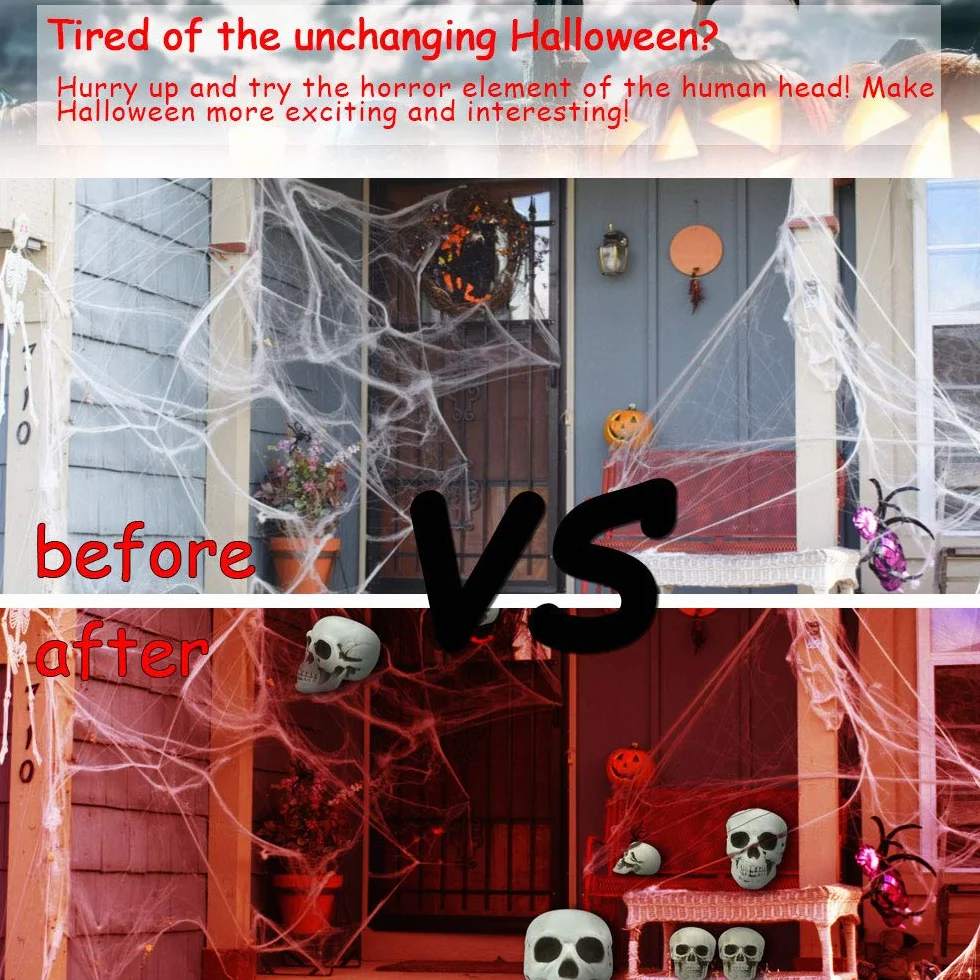 LYTIVAGEN 8 sztuk czaszek na Halloween, z tworzywa sztucznego, realistyczny szkielet, czaszka, mała dekoracja, model na Halloween, karnawał, imprezę, 3 rozmiary