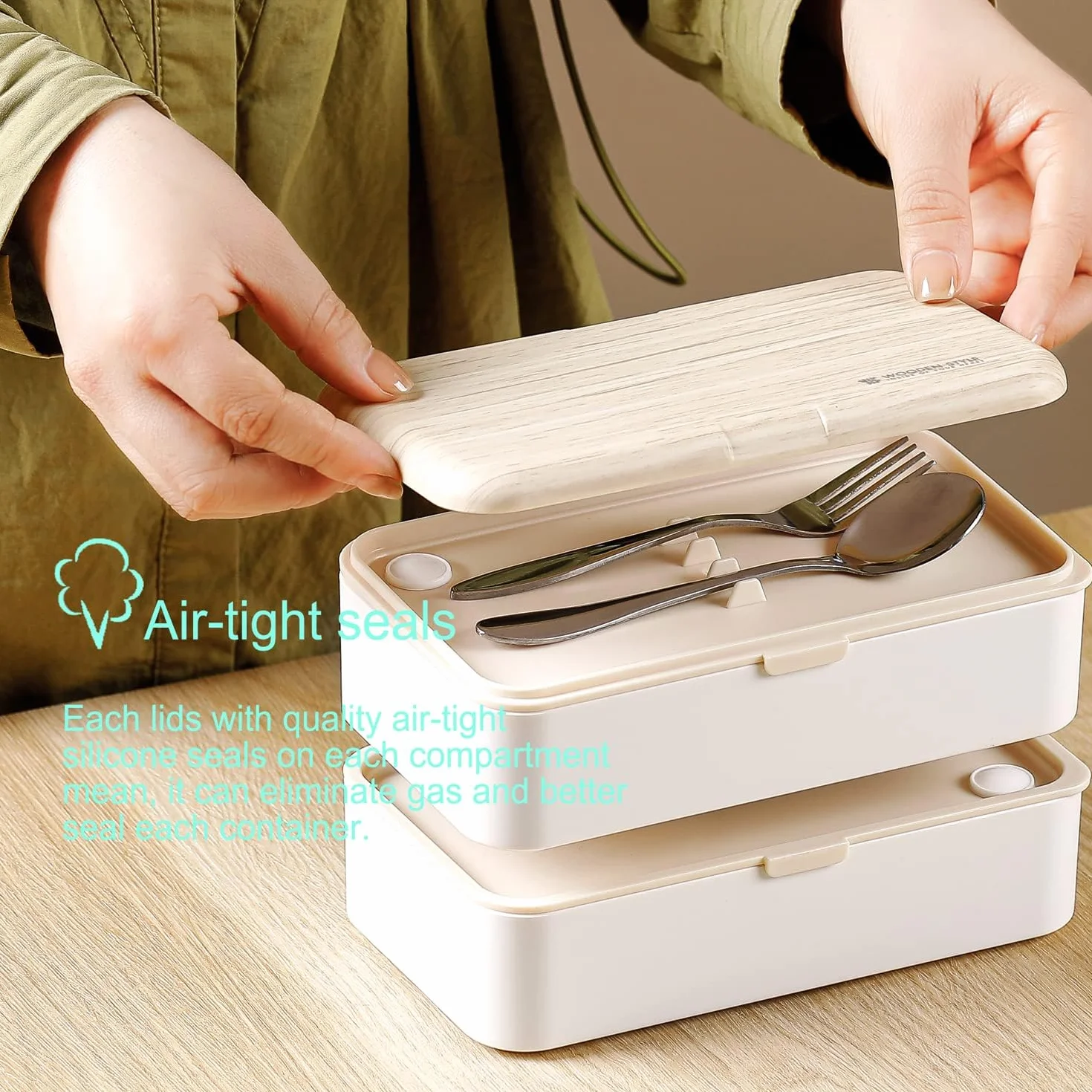 Binoster pojemnik na żywność bento lunchbox czarny łyżka widelec stal nierdzewna