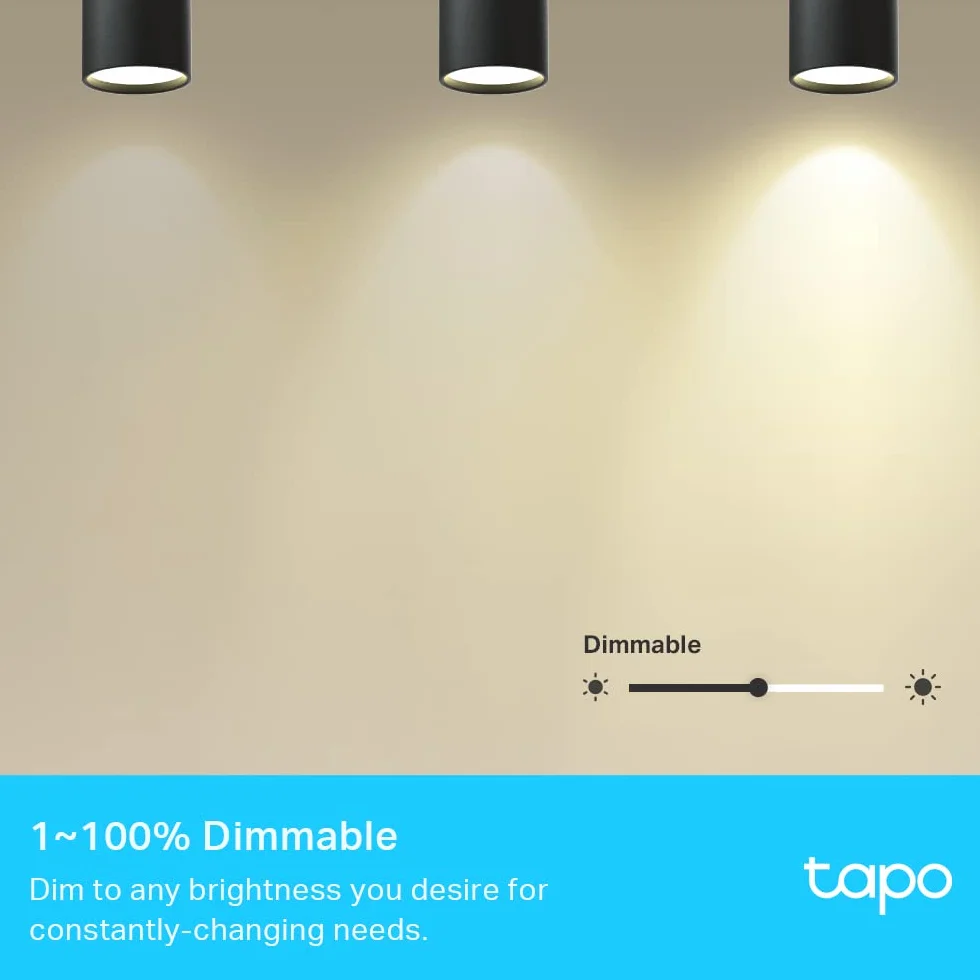 TP-Link Tapo L630 (4-pack) | Zestaw 4 inteligentnych żarówek Wi-Fi GU10 RGB | Ściemnialne | Sterowanie przez aplikację Tapo | Kompatybilne z Alexa i Google Home