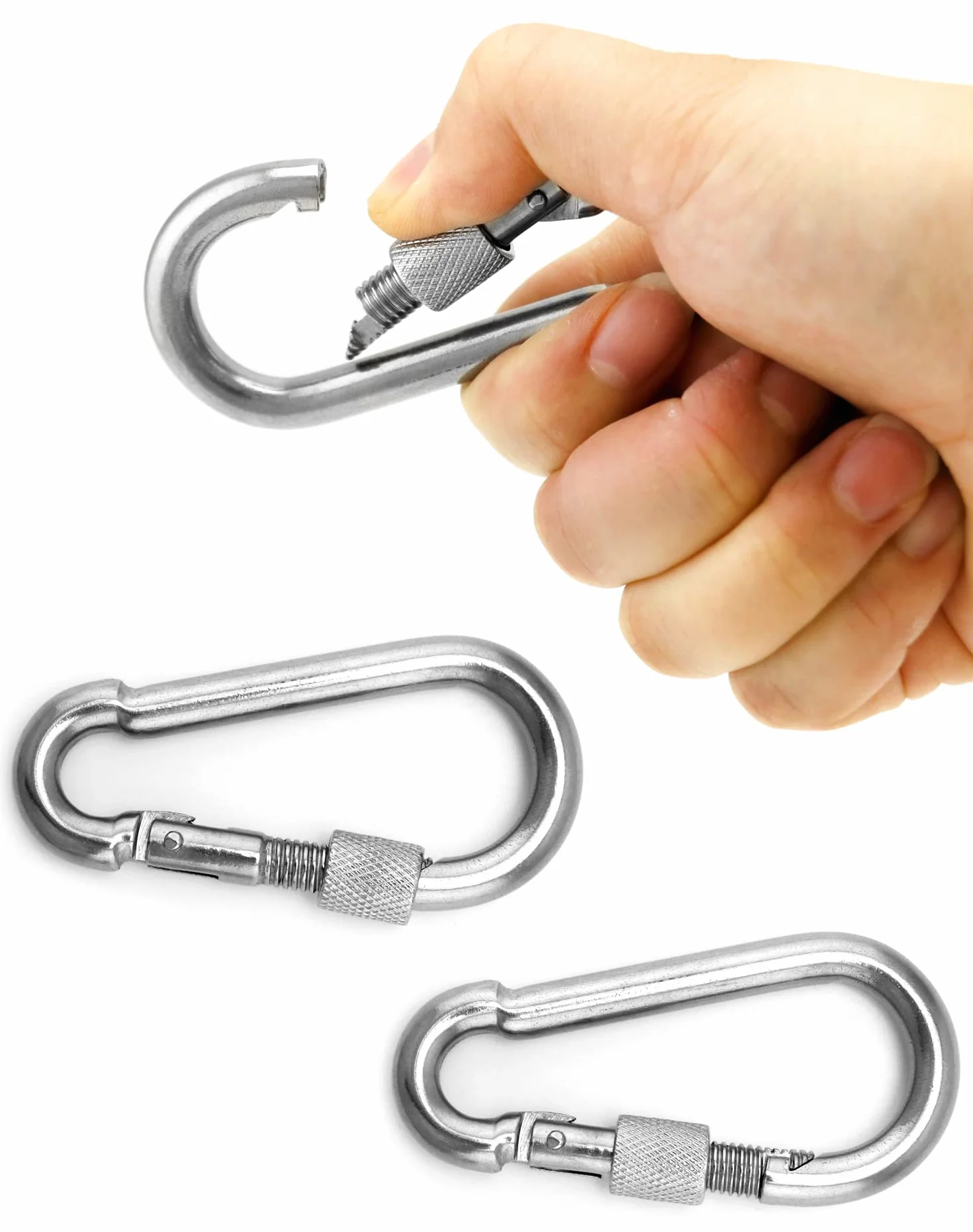 QWORK® Hak sufitowy wiszący fotel huśtawka sprężyna 360 °, stal nierdzewna, uchwyt sufitowy do 450 kg, do hamaka, worek treningowy, huśtawki hamakowe