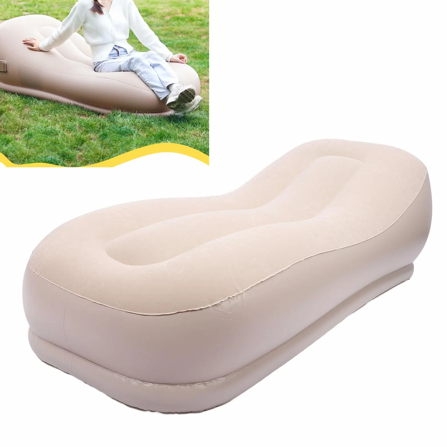 Automatycznie Nadmuchiwana Sofa Dmuchana, Przenośna Samopompująca Sofa, Dmuchana Kanapa Sofa Dmuchana Leniwy Fotel Wypoczynkowy Przytulna Rozkładana Sofa do Spania na Kempingu