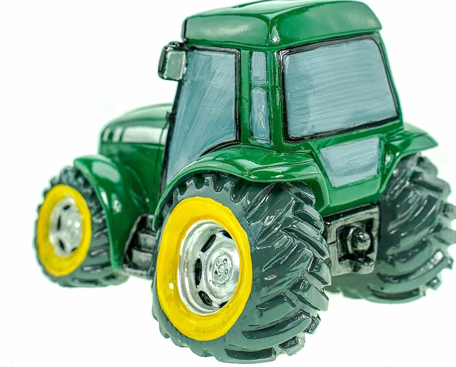 przepiękna skarbonka, skarbonka, traktor z kroplami w kolorze zielonym