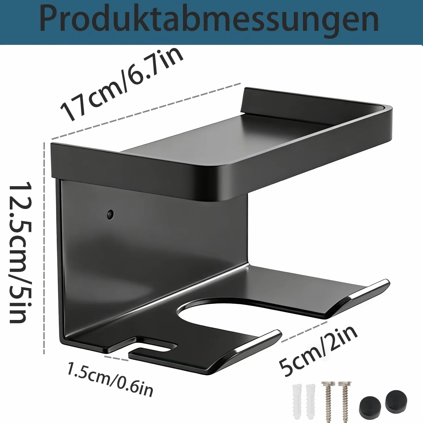 uchwyt na suszarkę bez wiercenia - uchwyt na suszarkę z uchwytem na kabel i przechowywaniem, stal węglowa, samoprzylepny uchwyt na suszarkę do włosów, uchwyt na suszarkę do włosów na