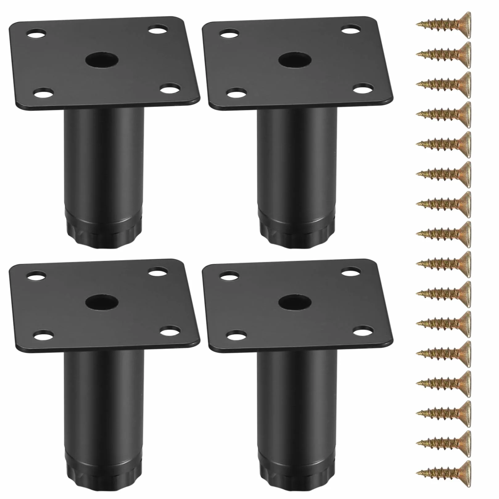 Fulushouxi 4 nogi meblowe, regulowane nóżki meblowe 4 cale / 5 cm, metalowe nóżki do szafy, do mebli, sofy, stołu, krzesła, biurka, kuchni, szafy, nogi (5 cm)
