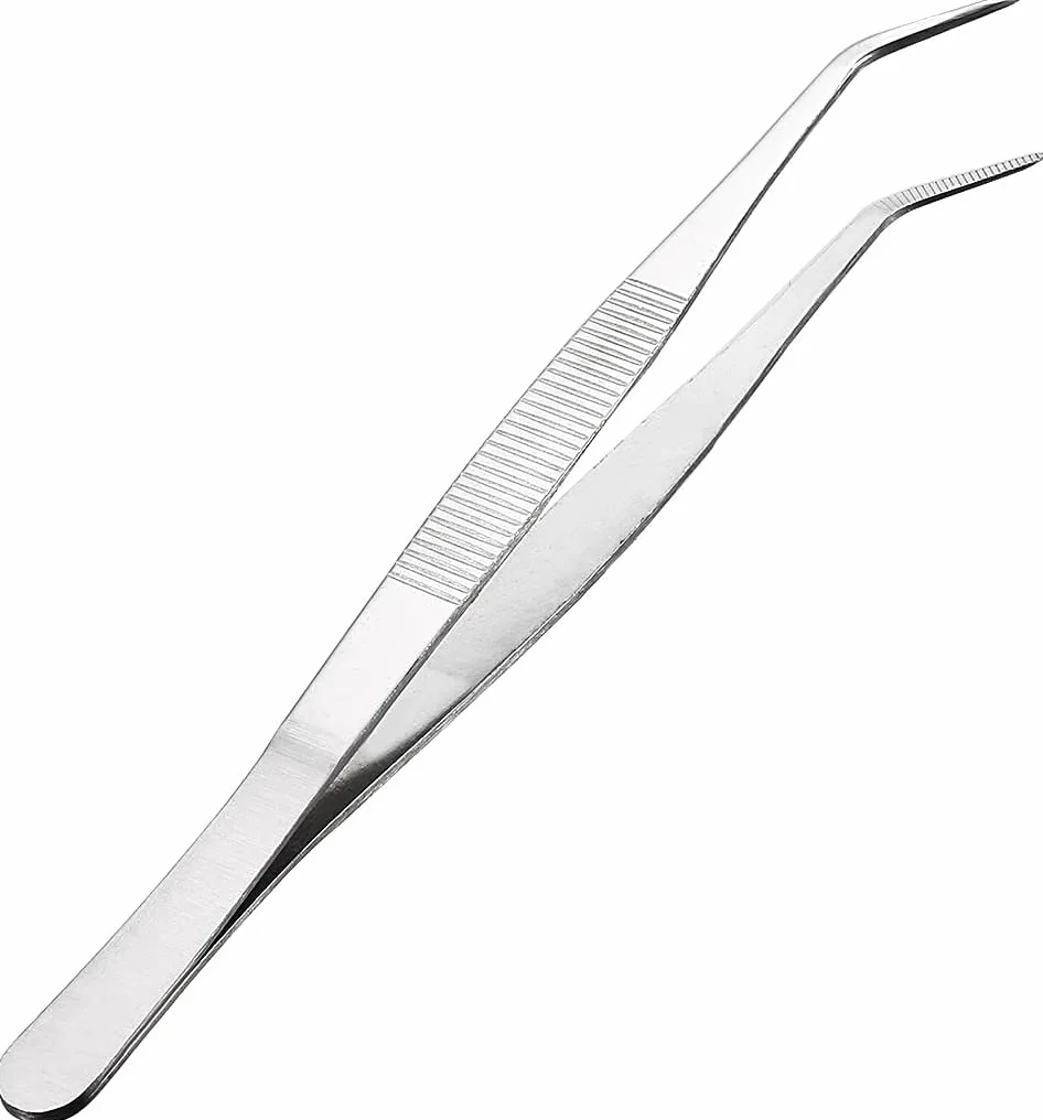 MMOBIEL Pinteeza ze stali nierdzewnej 20 cm / 8 cali z wygiętą około 60 °, zębatą końcówkę, profesjonalne narzędzie wielofunkcyjne do pracy przemysłowej, używanie laboratoryjne, ogrodnictwo, gotowanie