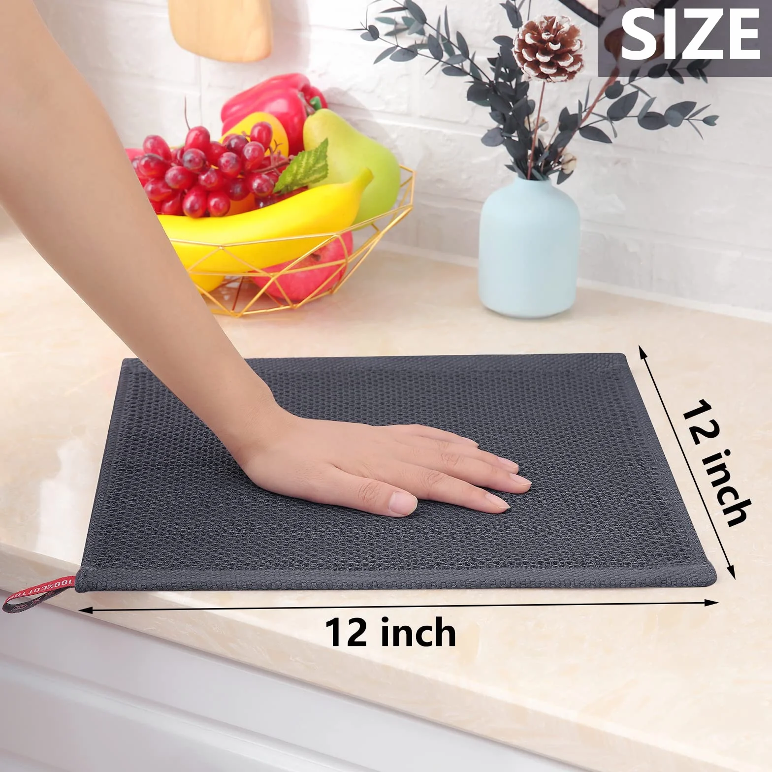 Homaxy 100% bawełniane ściereczki do naczyń o splocie waflowym, ultra miękkie chłonne szybkoschnące ręczniki do naczyń, 30 x 30 cm, 6 sztuk, różne kolory