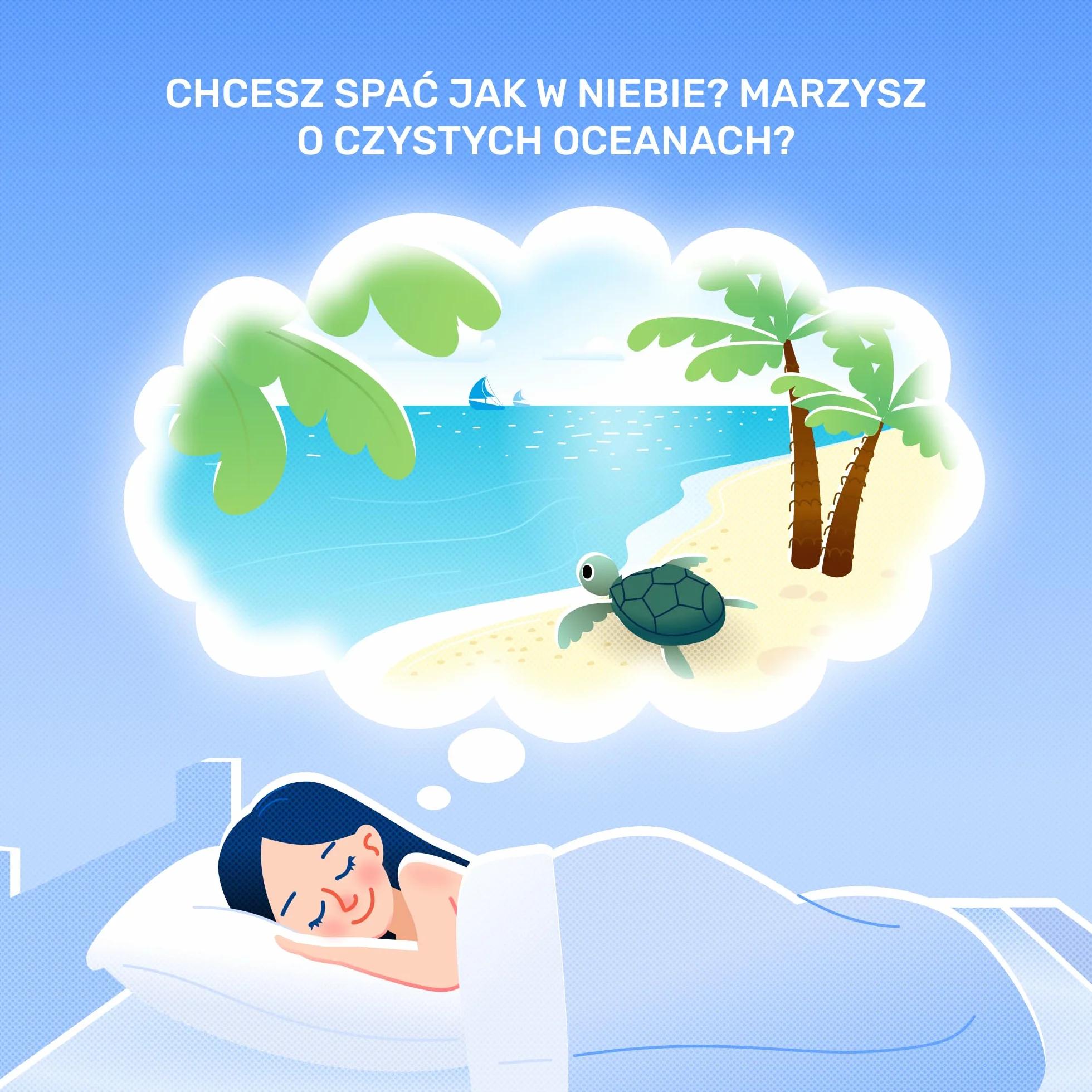 Materac nawierzchniowy wiskoelastyczny Dailydream „Model M” z efektem pianki zapamiętującej kształt, 100x200x5cm, Edition “Clean Ocean”