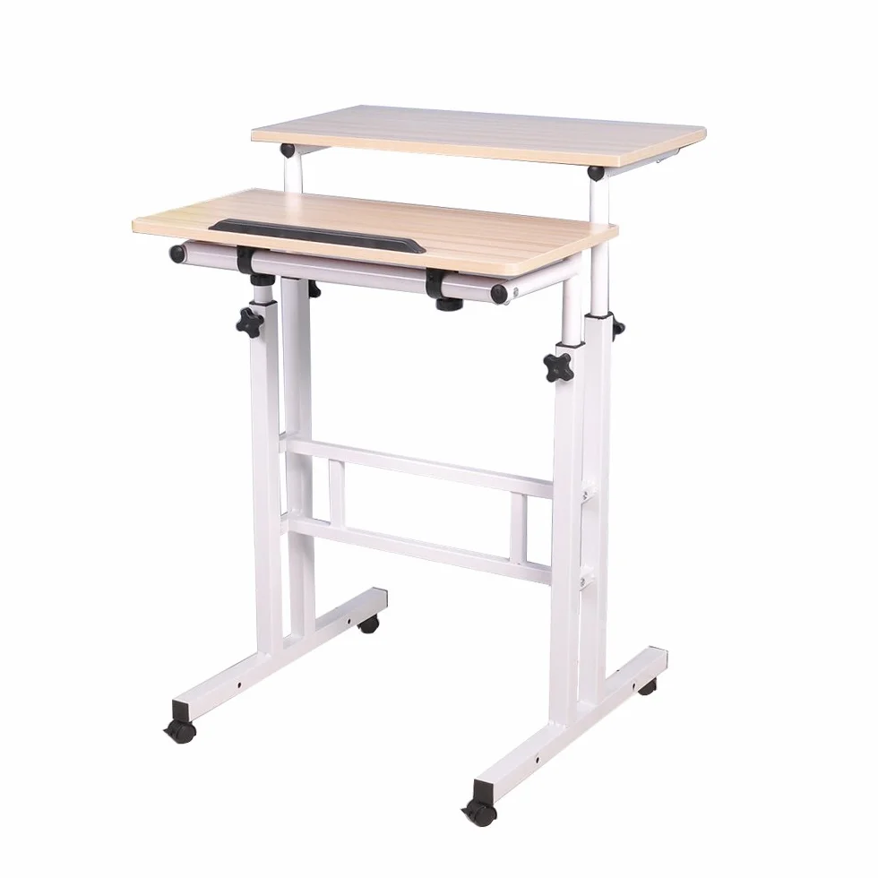 sogesfurniture Regulowana stojąca biurko komputer biurko stanowisko robocze biurko stojące biurko do domowego biura, 60 x 30 x 70-115 cm, klon BHEU-101-MP