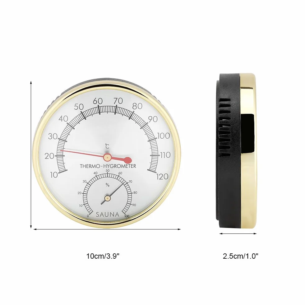 Asixx Termohigrometr do sauny, termometr do sauny, z metalu, do temperatury 10 ℃ -120 ℃ i zakresu wilgotności 0% -100%
