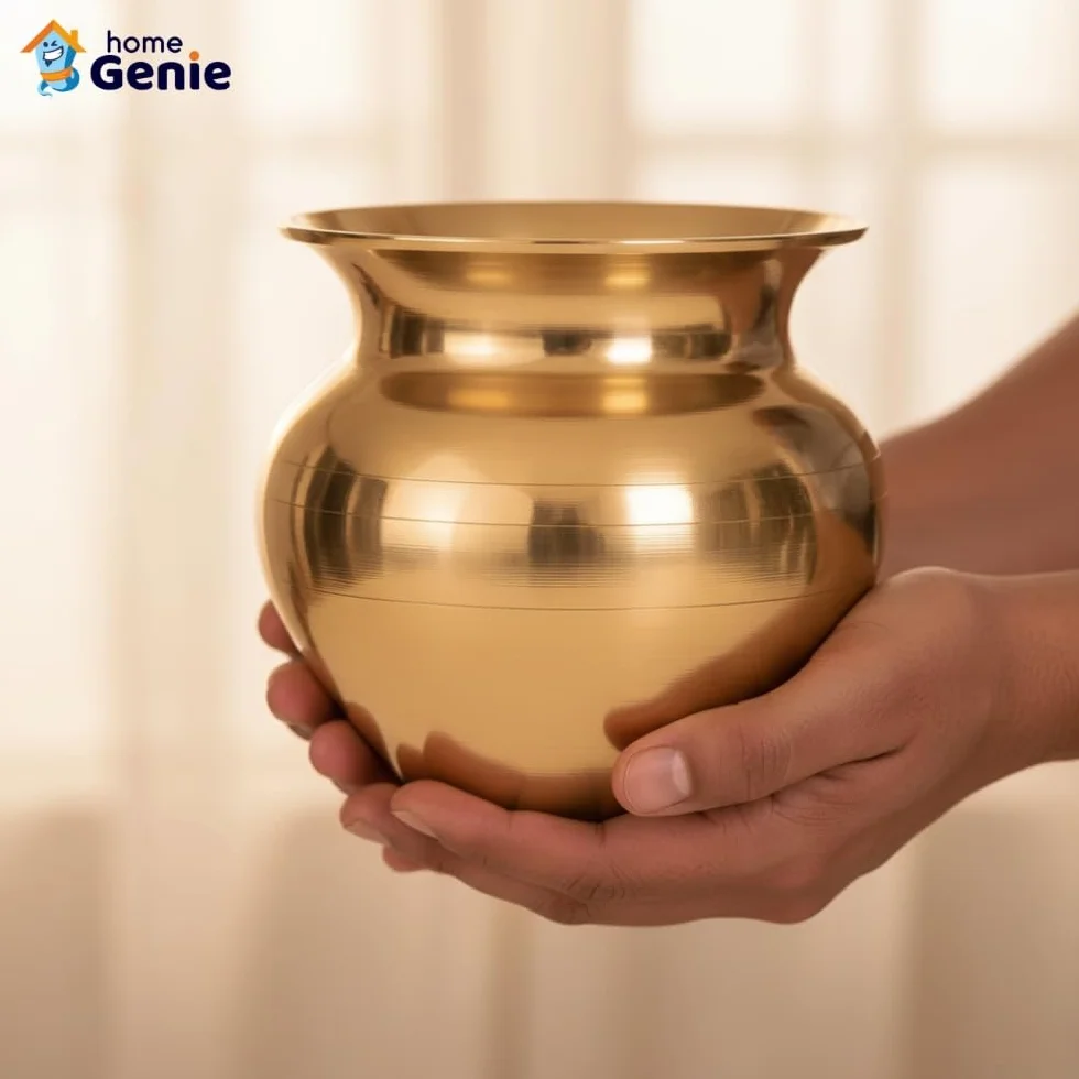 Home Genie Pure Copper Lota Kalash for Pooja | Traditional Water Pot for Hindu Rituals, Temple Use, Vastu Decoration & Daily Spiritual Practice – 62g – Handmade Finish