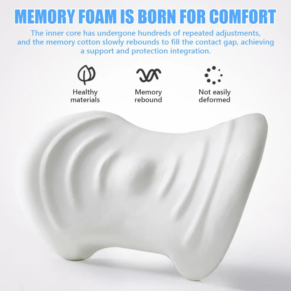 Poduszka podtrzymująca lędźwie, ergonomiczna, opływowa pianka memory, łagodząca ból dolnej części pleców, poduszki podtrzymujące drewno, na fotel biurowy, fotel samochodowy, do gier, leżankę i łóżko