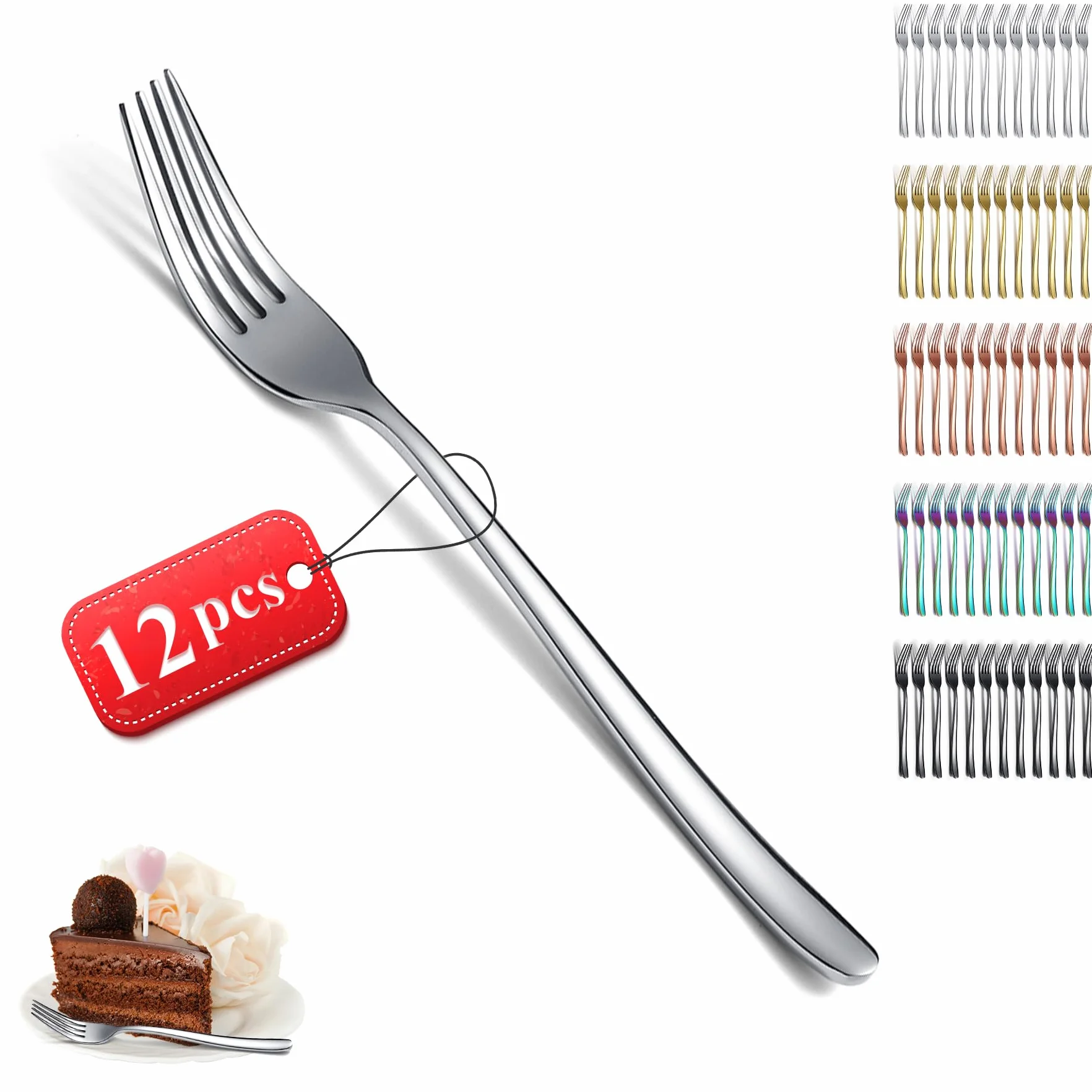 Kyraton Zestaw widelców obiadowych 12 sztuk, 20,5 cm Zestaw sztućców stołowych ze stali nierdzewnej do domu, restauracji, hotelu, można myć w zmywarce