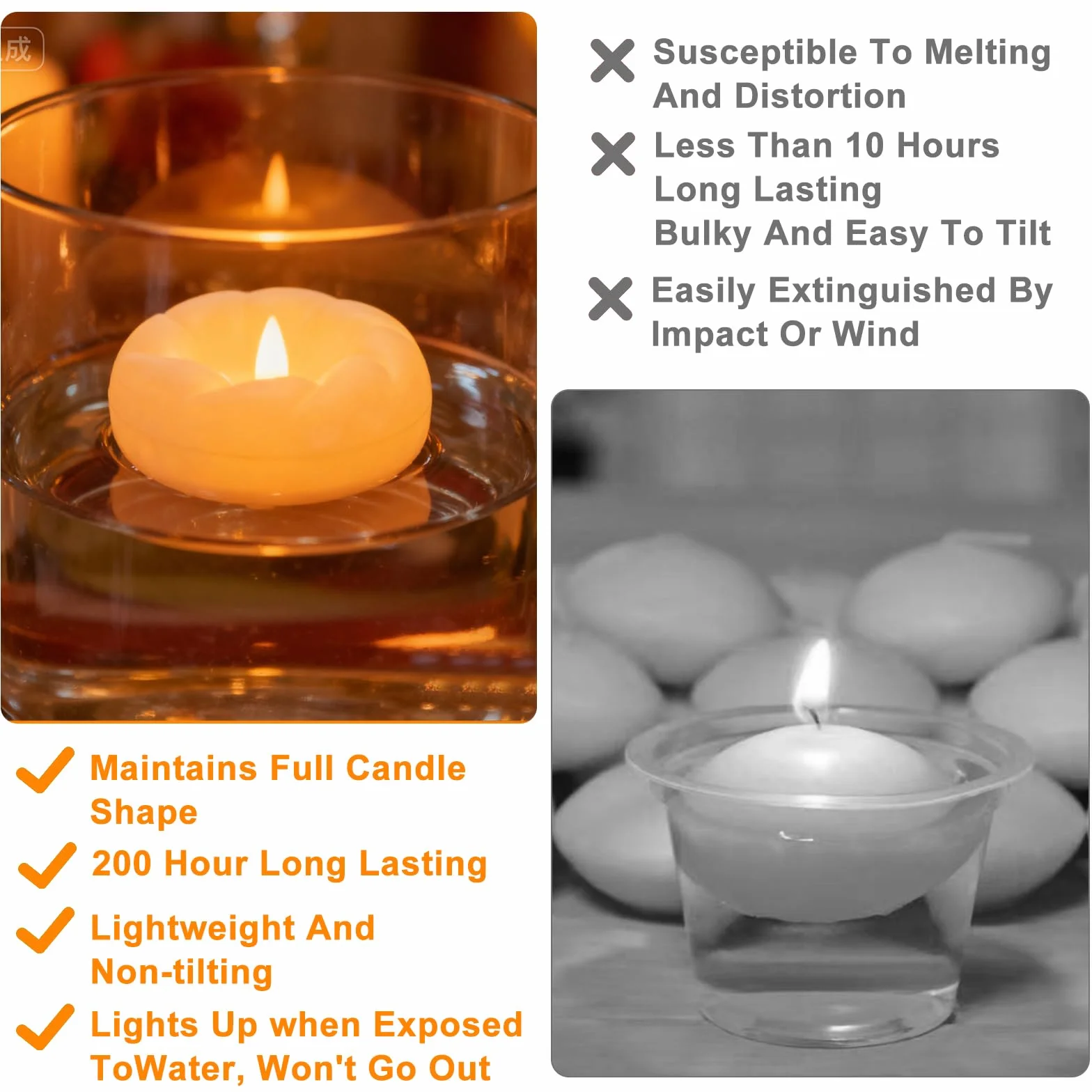 HENGBIRD 6 Sztuk Pływających Świec LED Typu Tealight, 5,5 cm, Wodoszczelne, Zasilane Bateriami, Bezpłomieniowe, w Kształcie Kwiatu do Romantycznego Centrum Weselnego, Łazienki, Basenu
