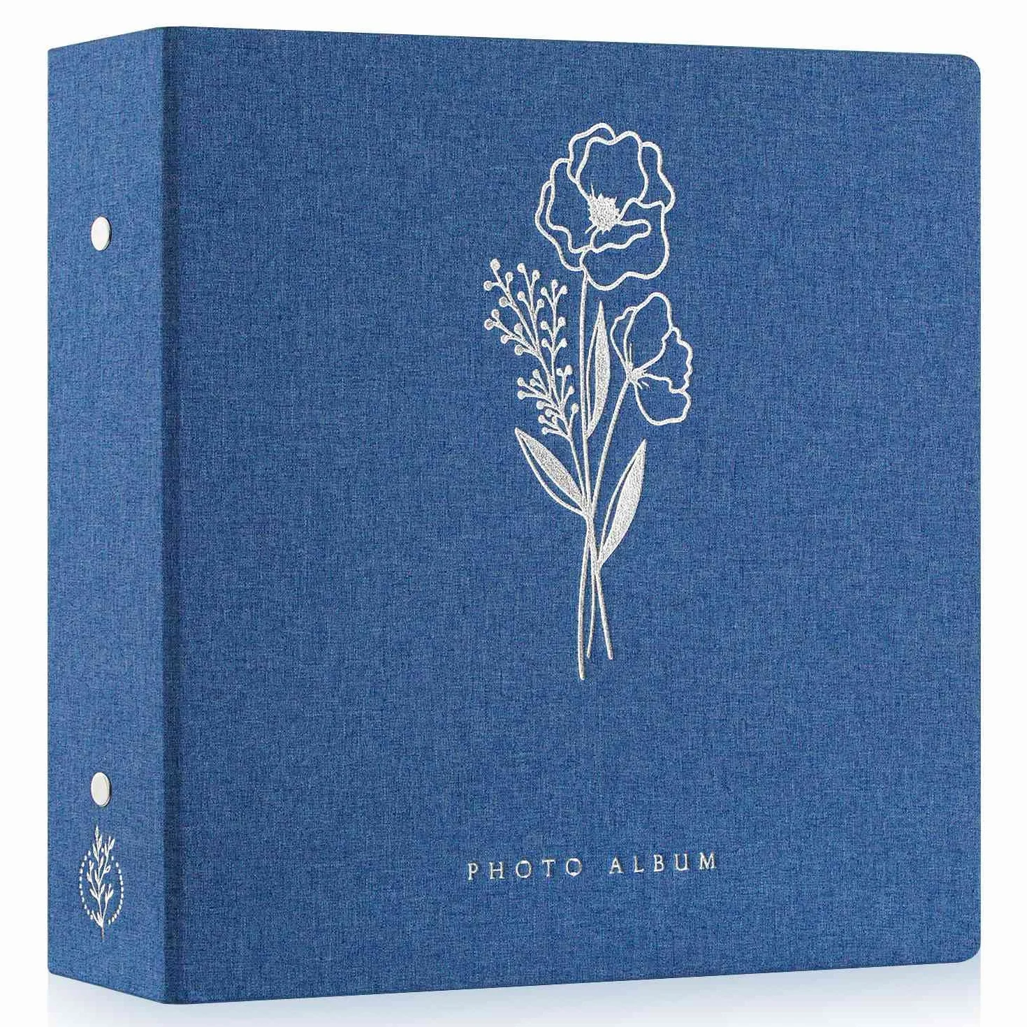 Lanpn Album na zdjęcia, lniany, 600 kieszeni, pomieści zdjęcia poziome i pionowe w rozmiarze 10 x 15 cm, niebieski