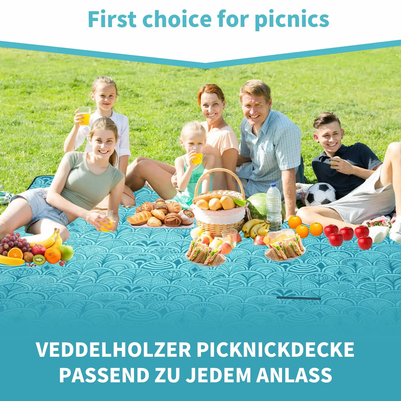 Wodoodporny koc piknikowy 200x200CM - miękki koc z aluminiową podstawą,lekki i składany na plażę,kemping,na zewnątrz