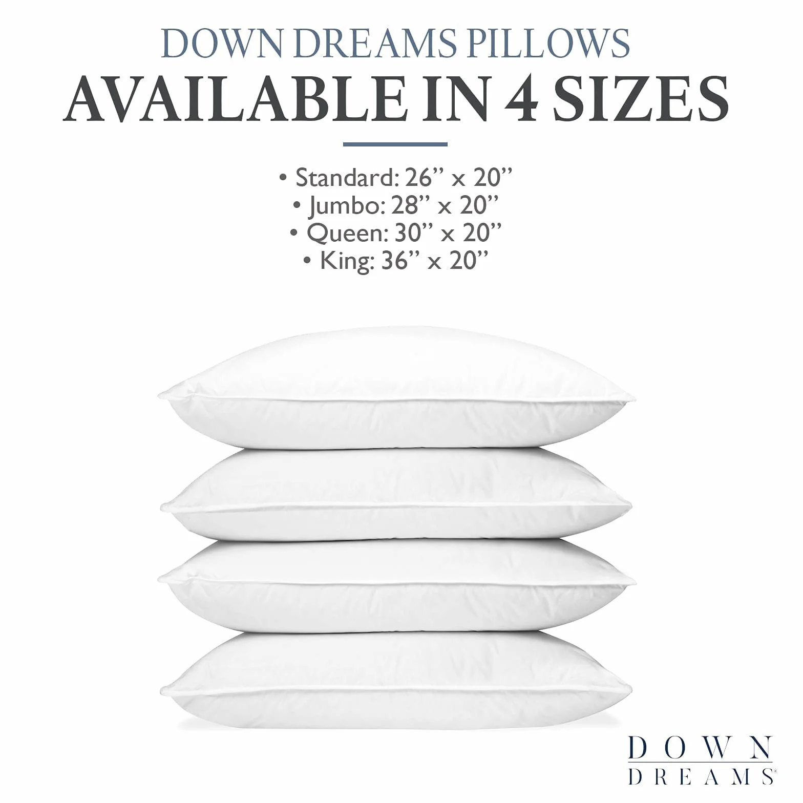 Down Dreams Manchester Mills Classic Cushion - Queen/Medium Support, 2-pak