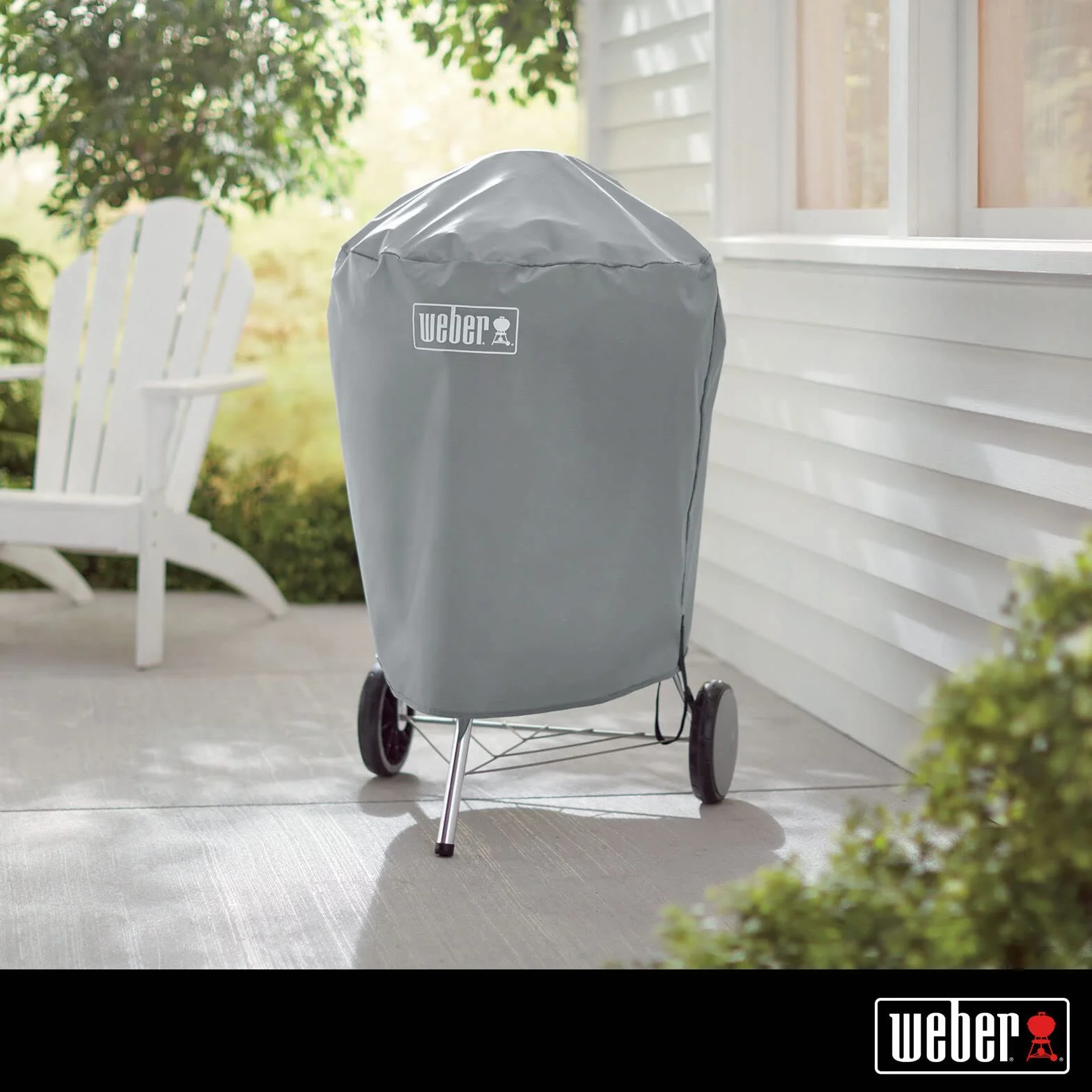 Weber Pokrowiec na grill Ø 57 cm do grilli węglowych, UV- & wodoodporny, ochrona przed wiatrem, z zapięciem na rzep do mocowania, przenośny i lekki, pokrowiec na grill - Szary (7176)