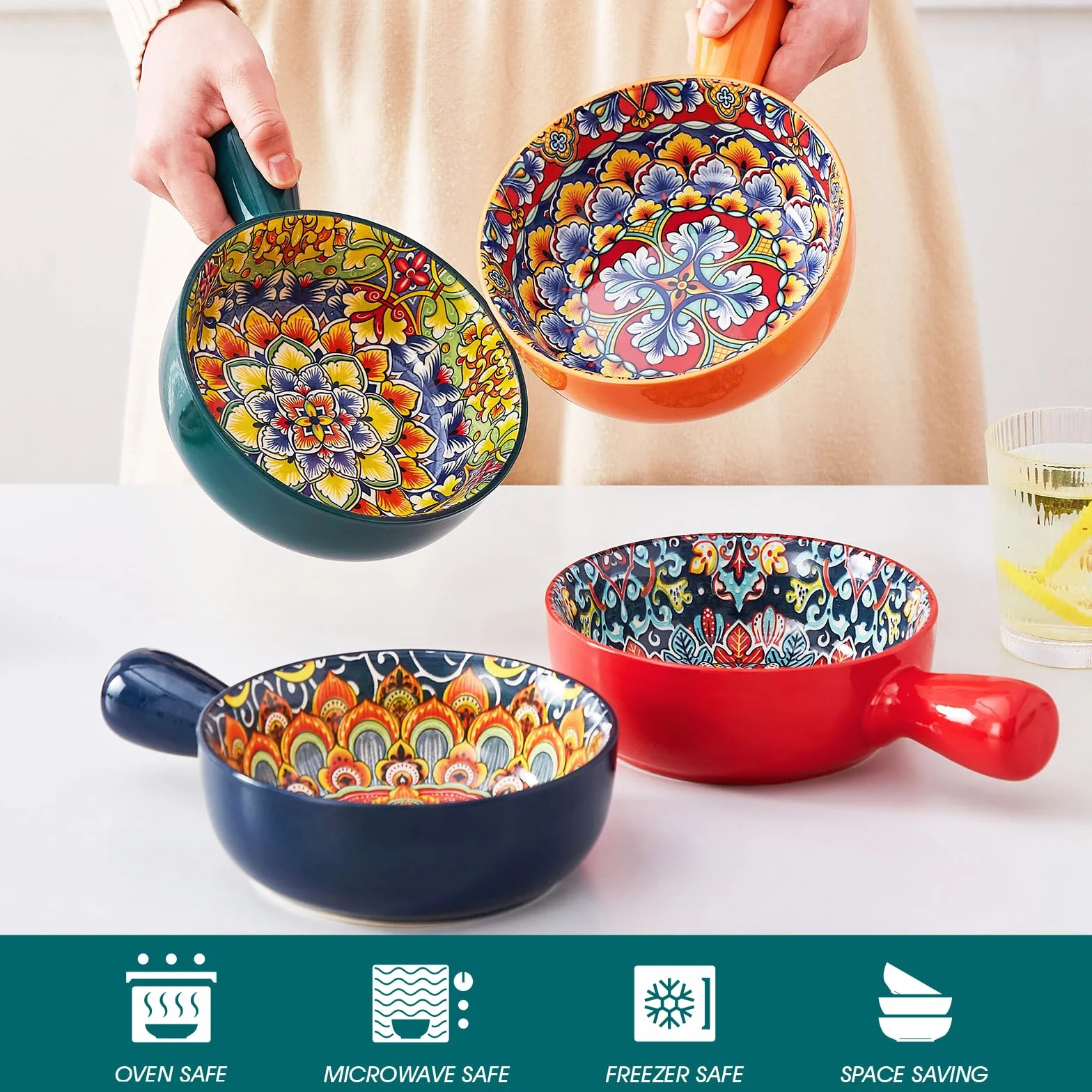Vancasso SIMI Miski do zupy 650 ml ceramiczne do piekarnika mikrofalowej zmywarki