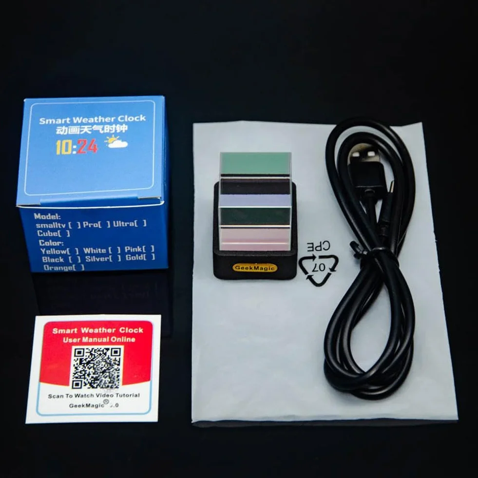 GeekMagic Mini wyświetlacz 3D z hologramem elektroniczny, kryształowy zegar WiFi, wyświetlacz kostki, konfigurowalny, pogoda w czasie rzeczywistym, zapasy, stawka, bitcoin