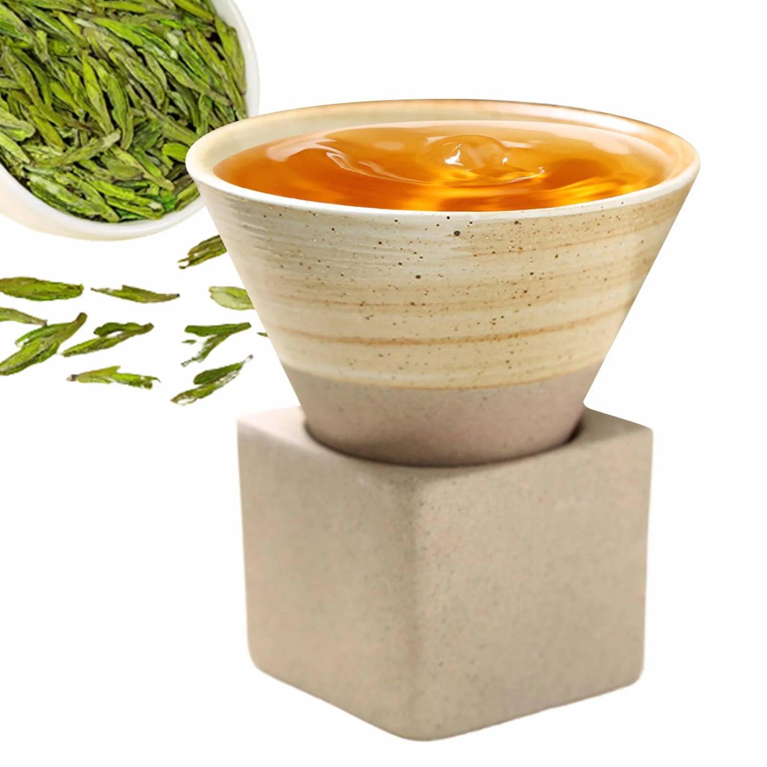 Kubek ceramiczny 100ml japoński stożkowy z lejkiem do herbaty ręcznie robiony retro